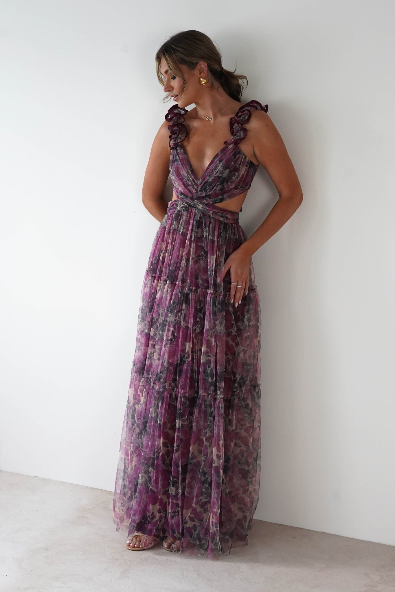 Flirtini Floral Tulle Maxi Dress Mixed Print | Wedding Guest Dress | Maxi | Oh Hello Clothing