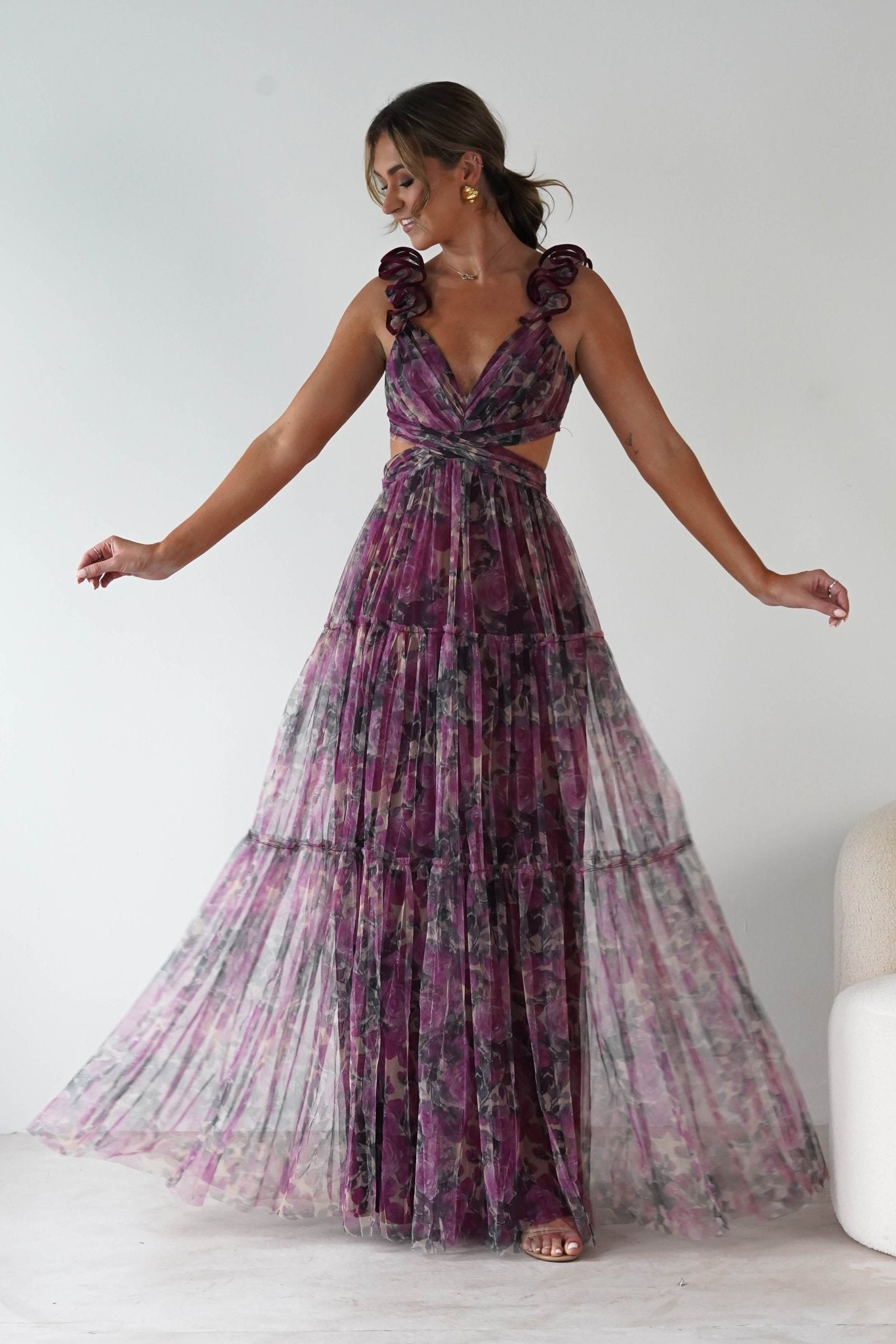 Flirtini Floral Tulle Maxi Dress Mixed Print | Wedding Guest Dress | Maxi | Oh Hello Clothing