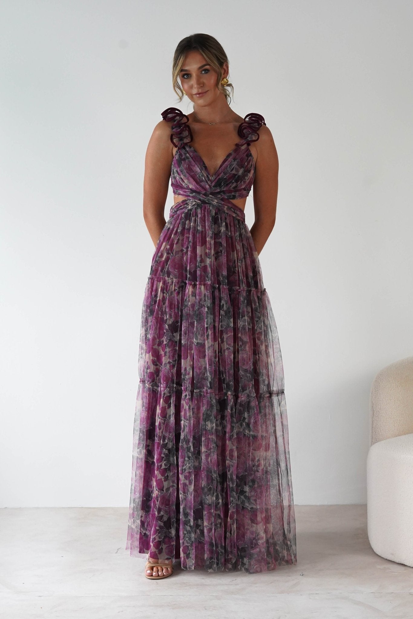 Flirtini Floral Tulle Maxi Dress Mixed Print | Wedding Guest Dress | Maxi | Oh Hello Clothing