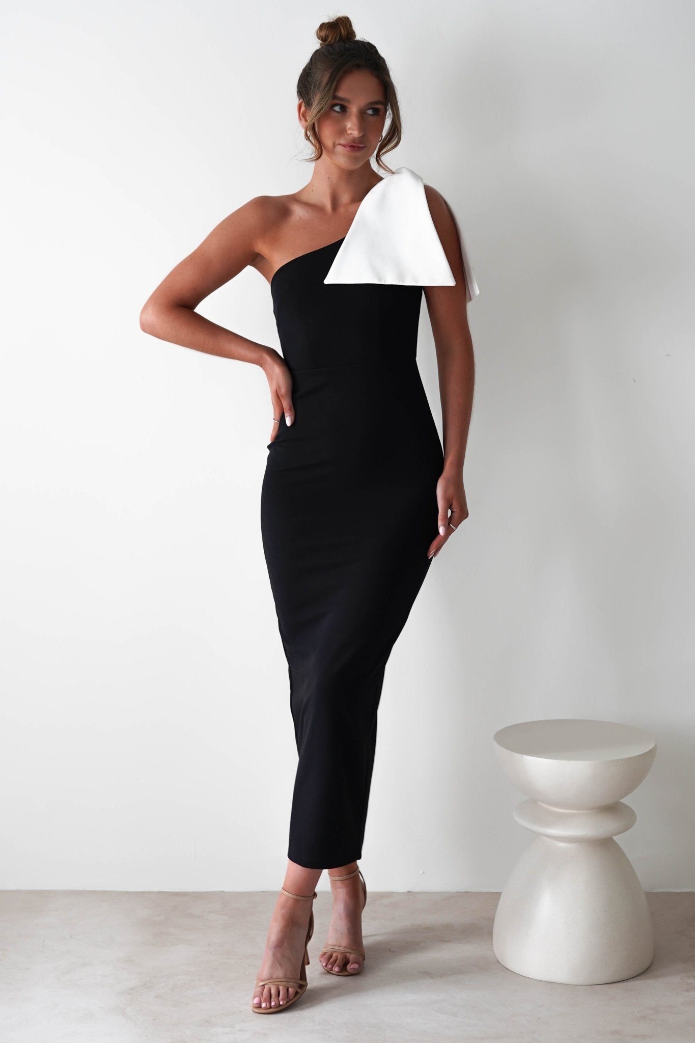 Freyja Bodycon Midi Dress Black | Wedding Guest Dress | Bodycon | Midi | Oh Hello Clothing