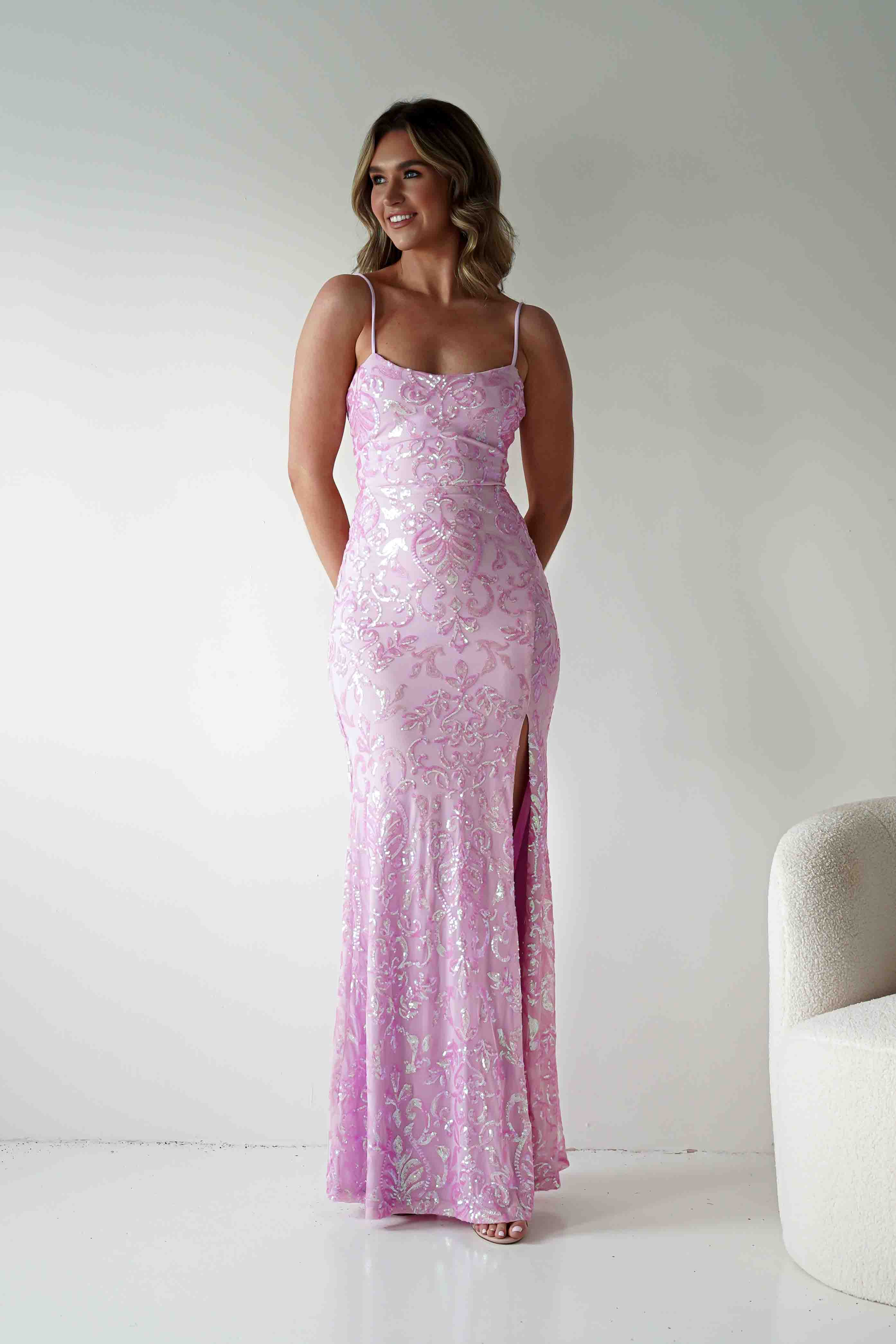 Oh Hello Clothing Dresses > Prom Dresses Gabby Sequin Bodycon Maxi Gown | Pink