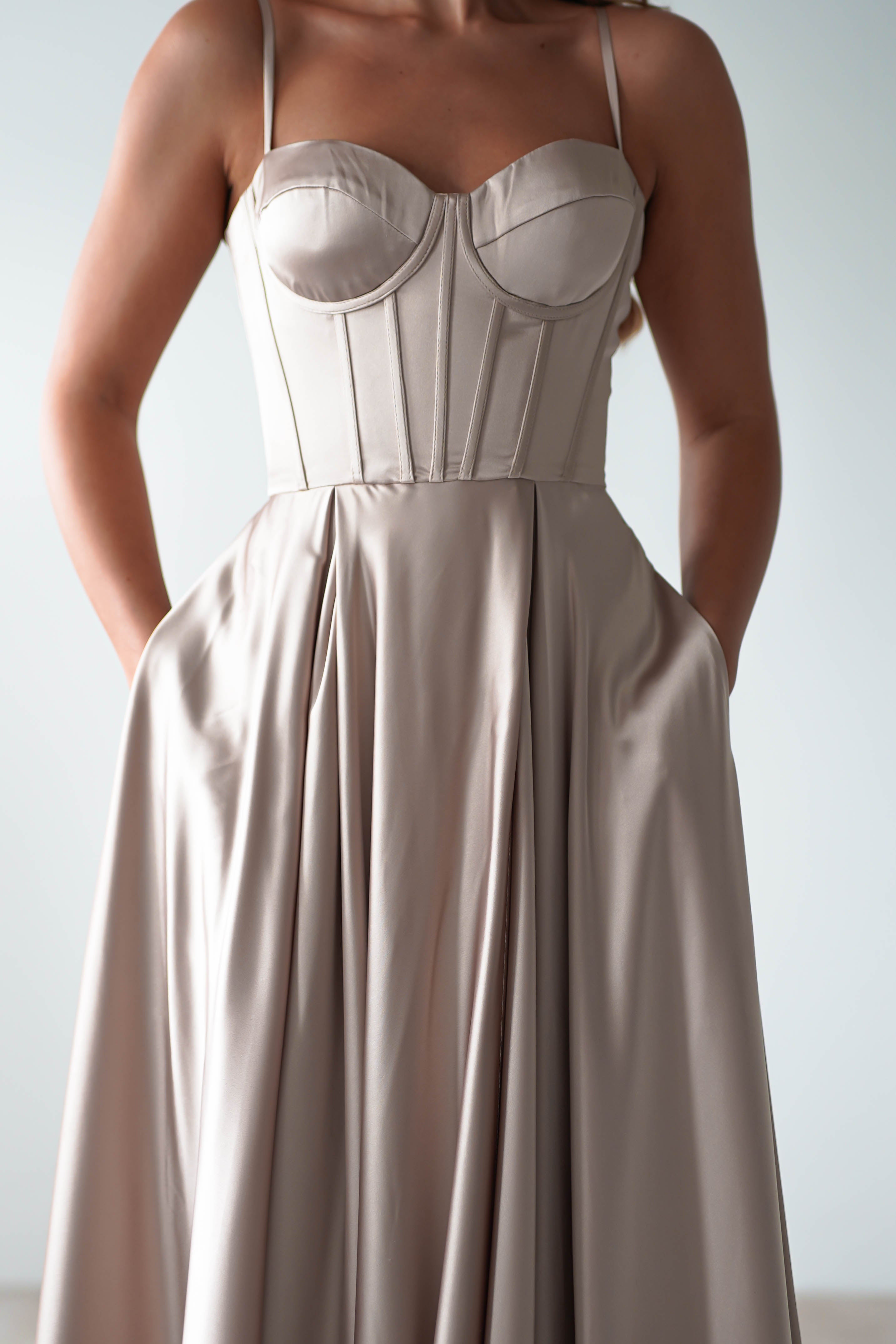 Georgia Soft Satin Maxi Gown | Champange | Debs & Prom | Formal Gown | Oh Hello Clothing