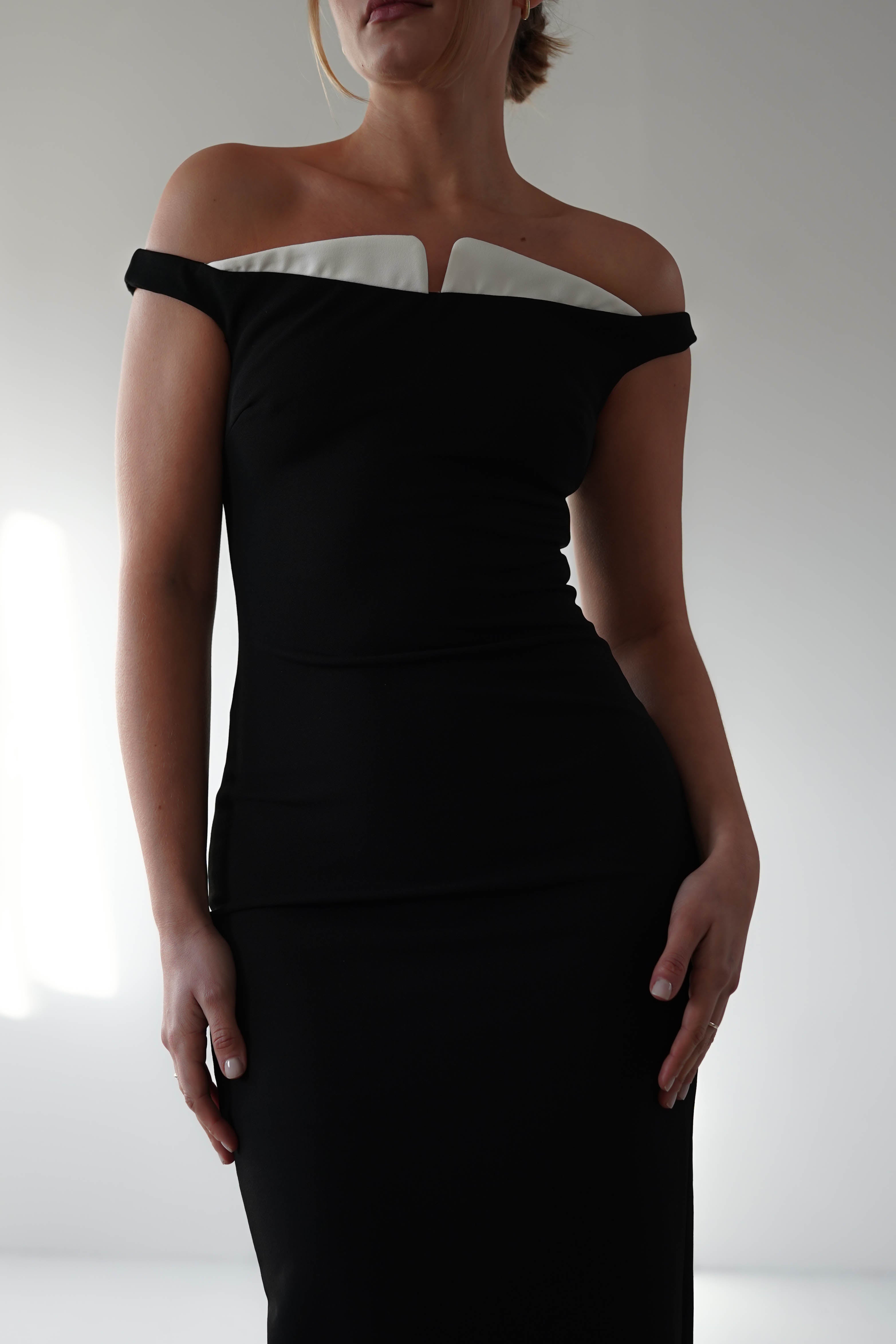 Glenda Contrast Bodycon Midaxi Black | Wedding Guest Dress | Bodycon | Oh Hello Clothing