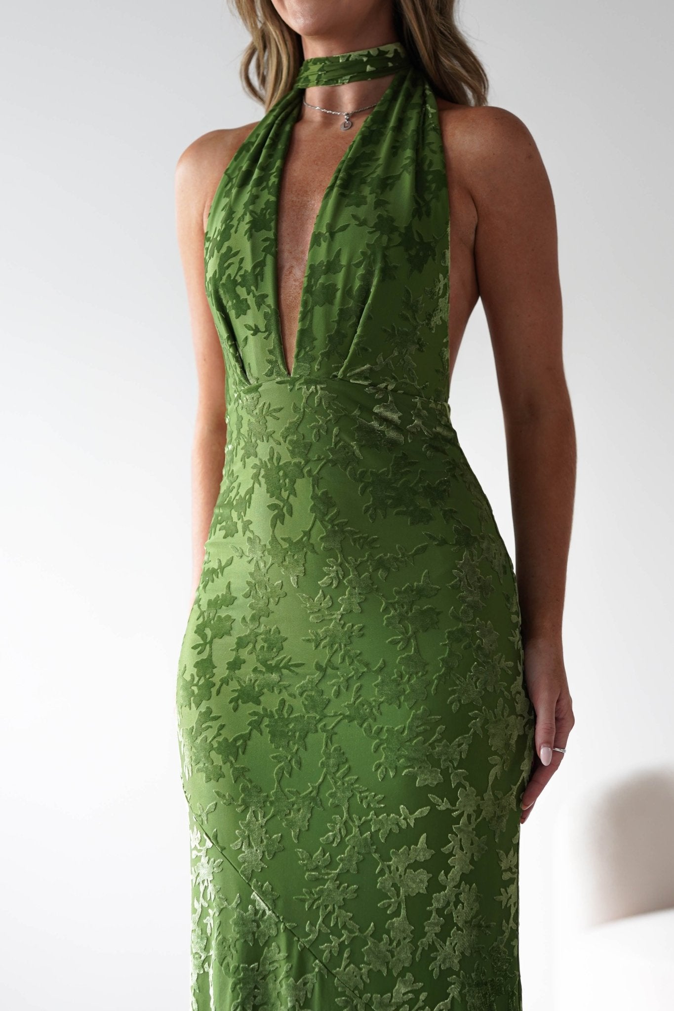 Grayson Floral Jacquard Maxi Dress Green | Wedding Guest Dress | Maxi | Oh Hello Clothing