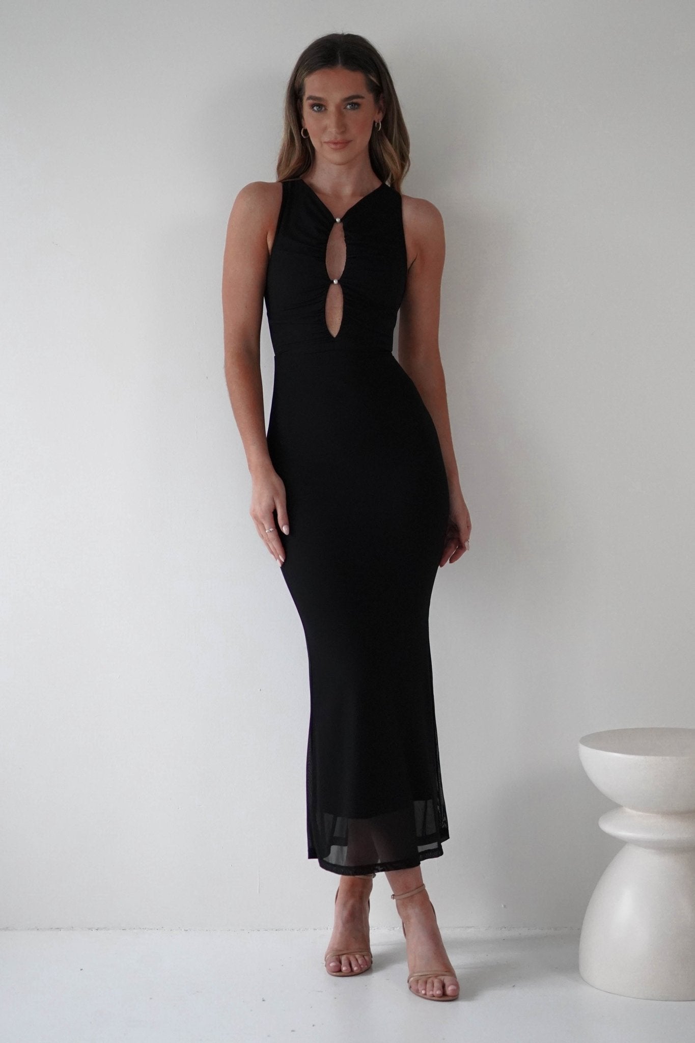 Hallie Mesh Bodycon Maxi Dress Black | Wedding Guest Dress | Bodycon | Maxi | Oh Hello Clothing