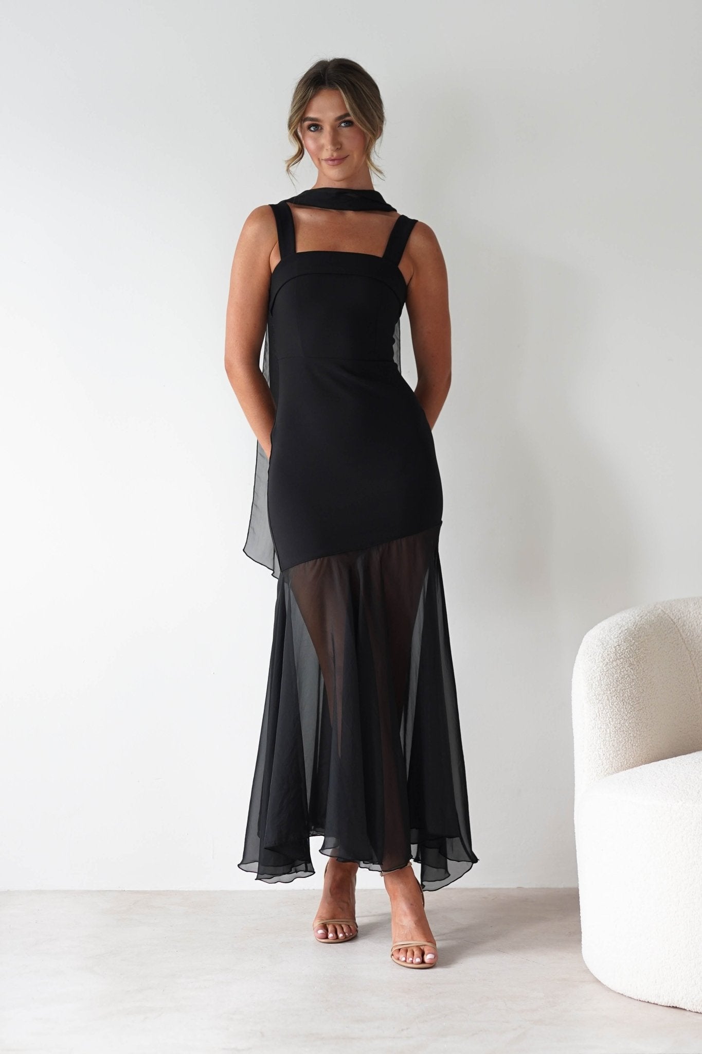 Harmony Square Neck Bodycon Maxi Dress Black | Wedding Guest Dress | Square Neck | Bodycon | Oh Hello Clothing