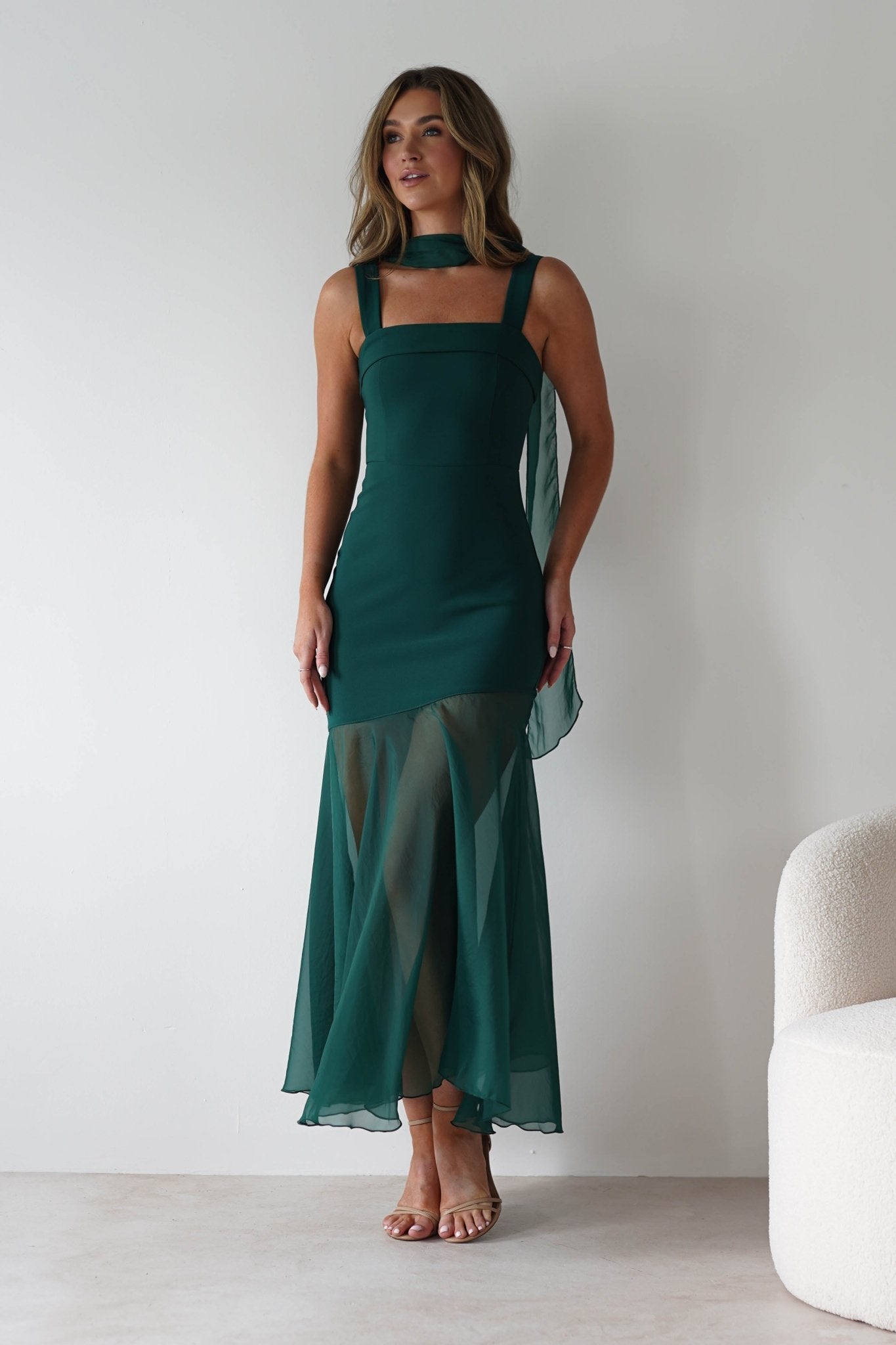 Harmony Square Neck Bodycon Maxi Dress Dark Green | Wedding Guest Dress | Square Neck | Bodycon | Oh Hello Clothing