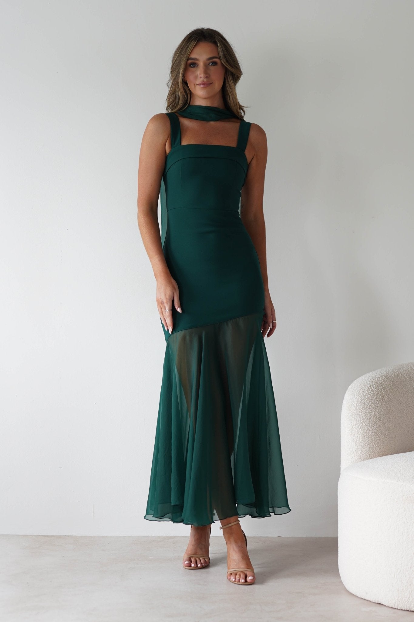 Harmony Square Neck Bodycon Maxi Dress Dark Green | Wedding Guest Dress | Square Neck | Bodycon | Oh Hello Clothing