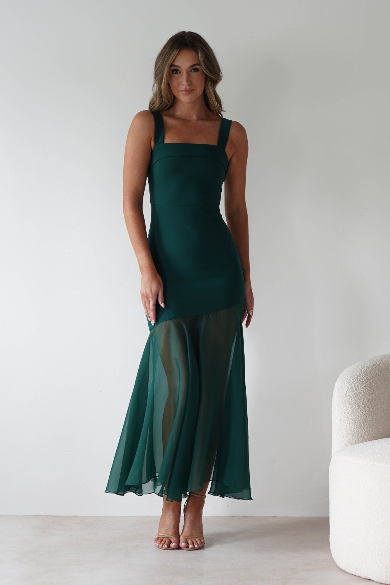 Harmony Square Neck Bodycon Maxi Dress Dark Green | Wedding Guest Dress | Square Neck | Bodycon | Oh Hello Clothing