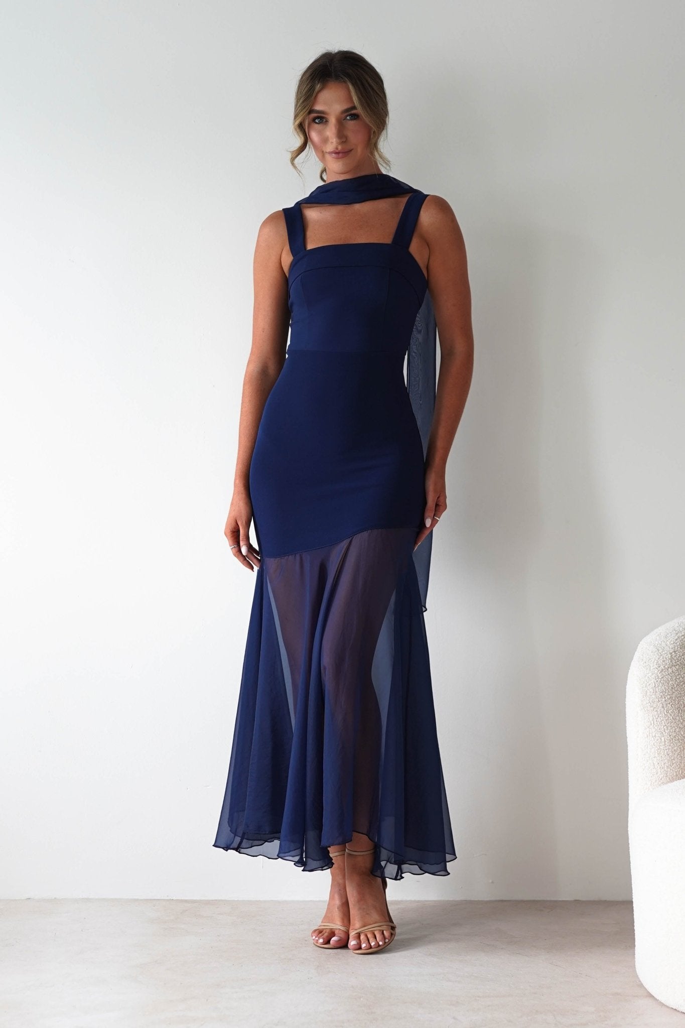 Harmony Square Neck Bodycon Maxi Dress Navy | Wedding Guest Dress | Square Neck | Bodycon | Oh Hello Clothing