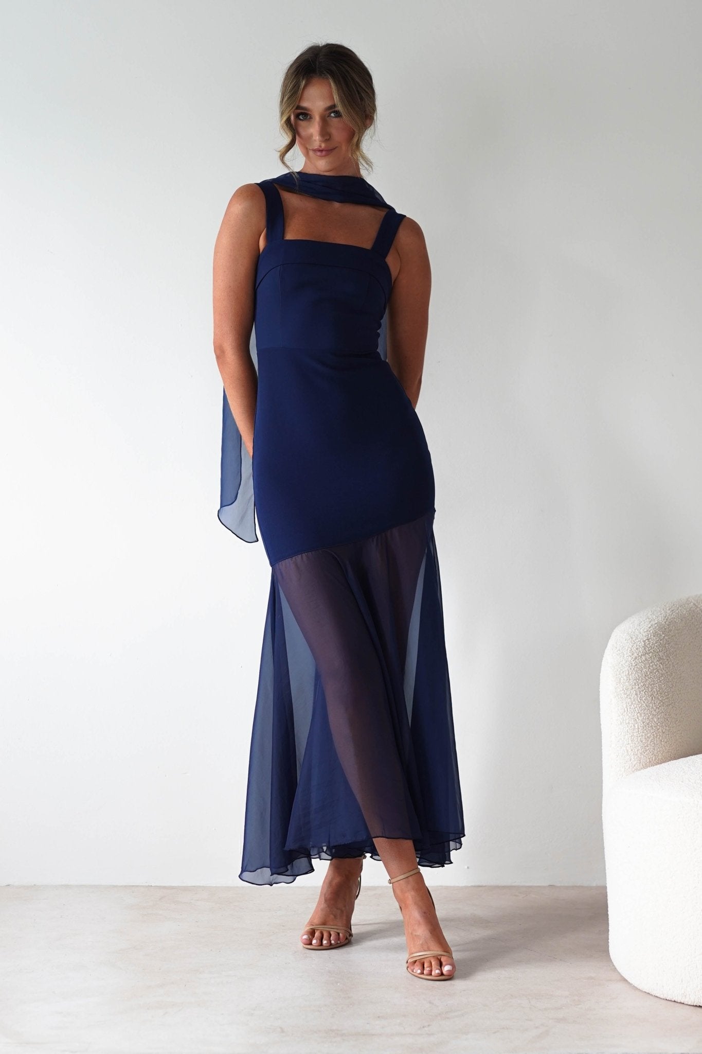 Harmony Square Neck Bodycon Maxi Dress Navy | Wedding Guest Dress | Square Neck | Bodycon | Oh Hello Clothing