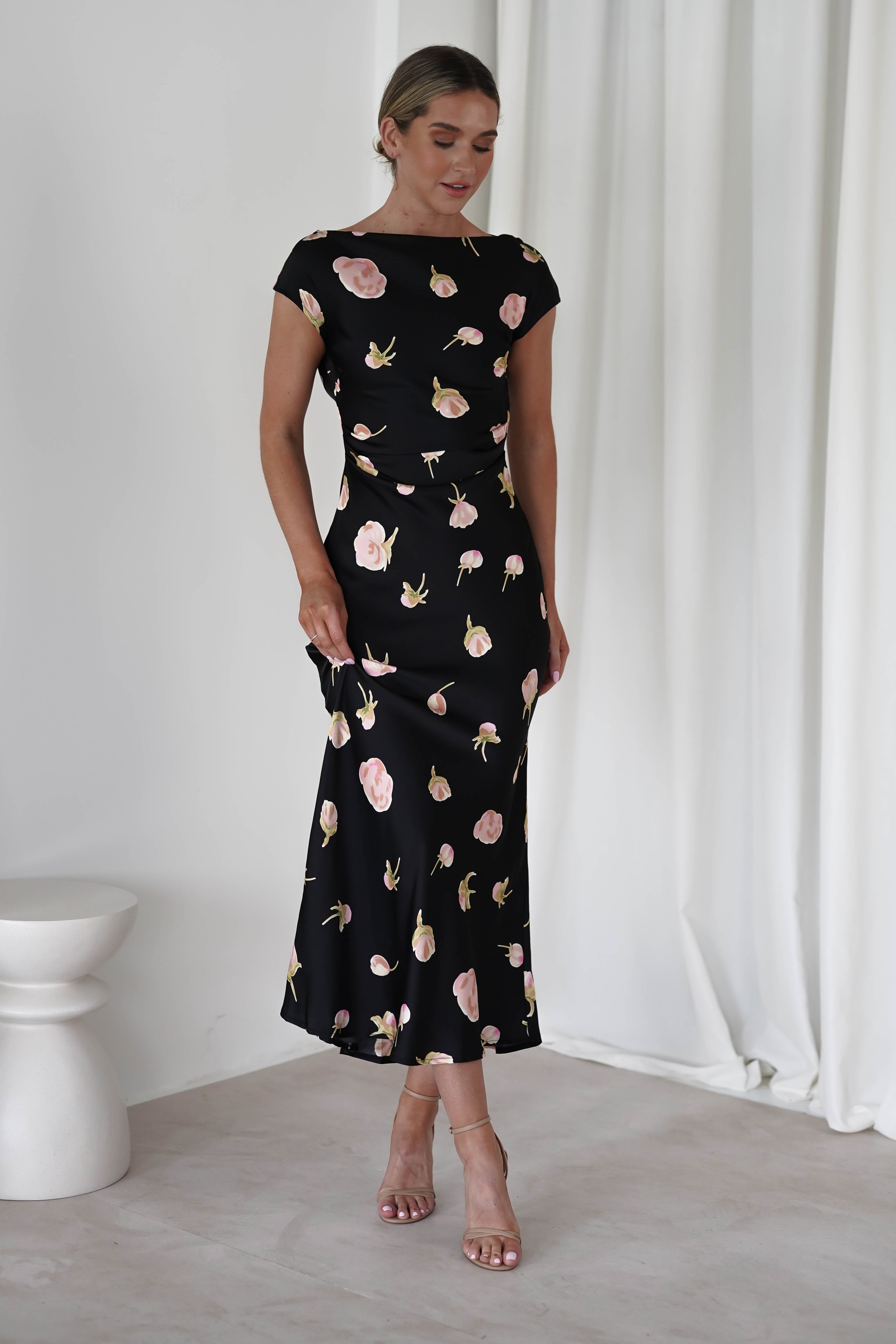 Hazel Soft Floral Maxi Dress Black | Wedding Guest Dress | Maxi | Oh Hello Clothing