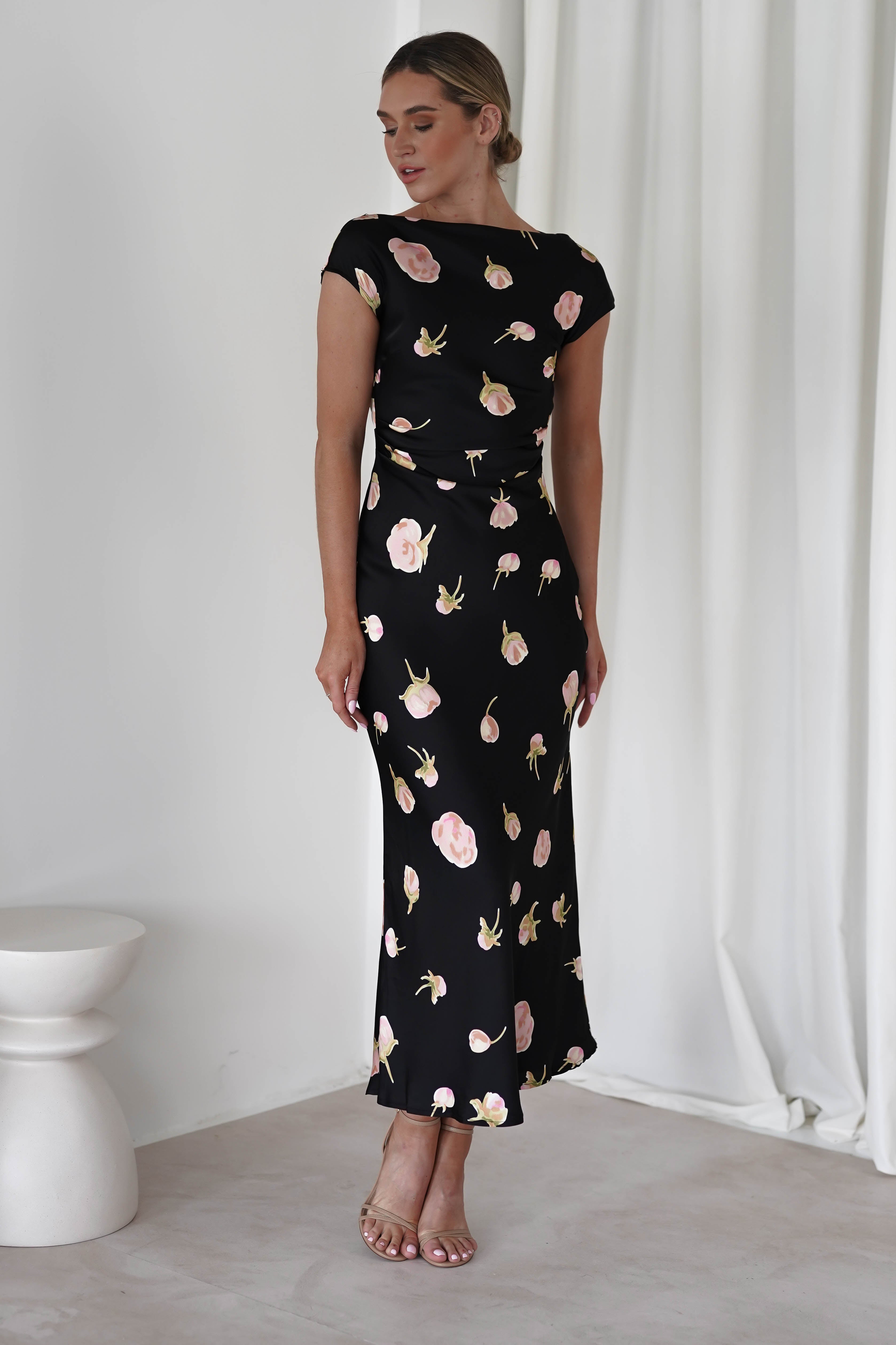Hazel Soft Floral Maxi Dress Black | Wedding Guest Dress | Maxi | Oh Hello Clothing