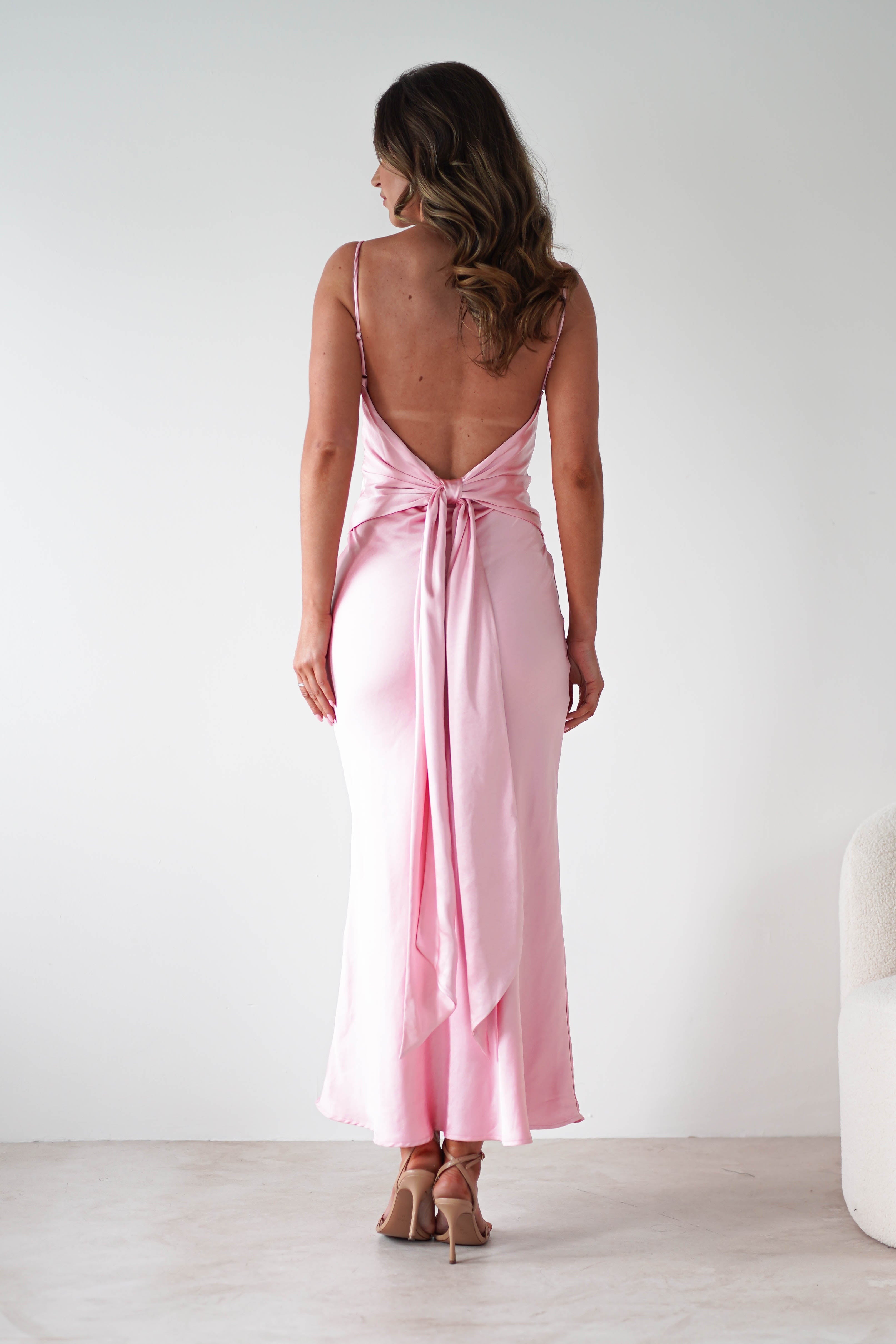 Hermie Silky Satin Maxi Dress Pink | Wedding Guest Dress | Maxi | Satin | Oh Hello Clothing