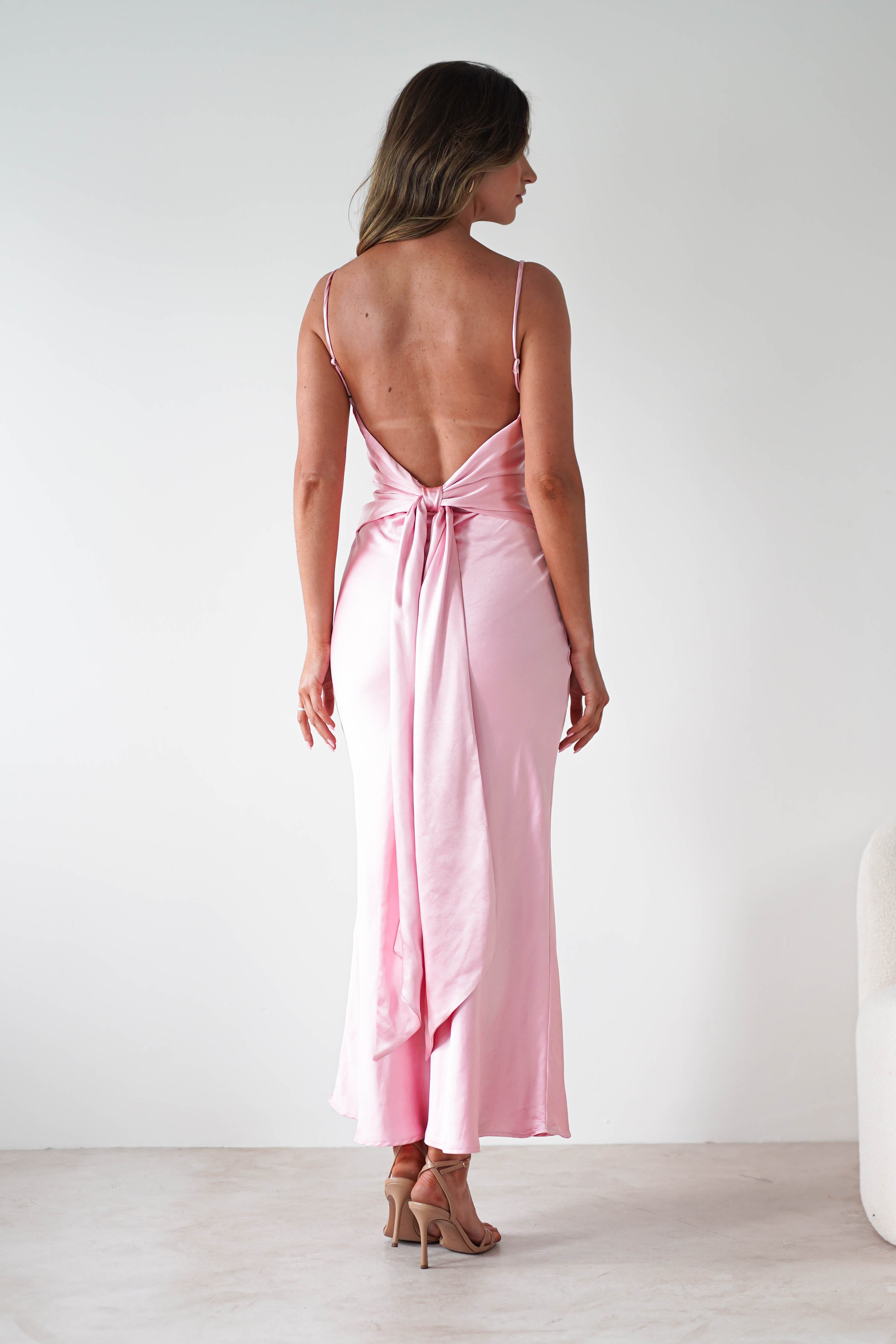 Hermie Silky Satin Maxi Dress Pink | Wedding Guest Dress | Maxi | Satin | Oh Hello Clothing