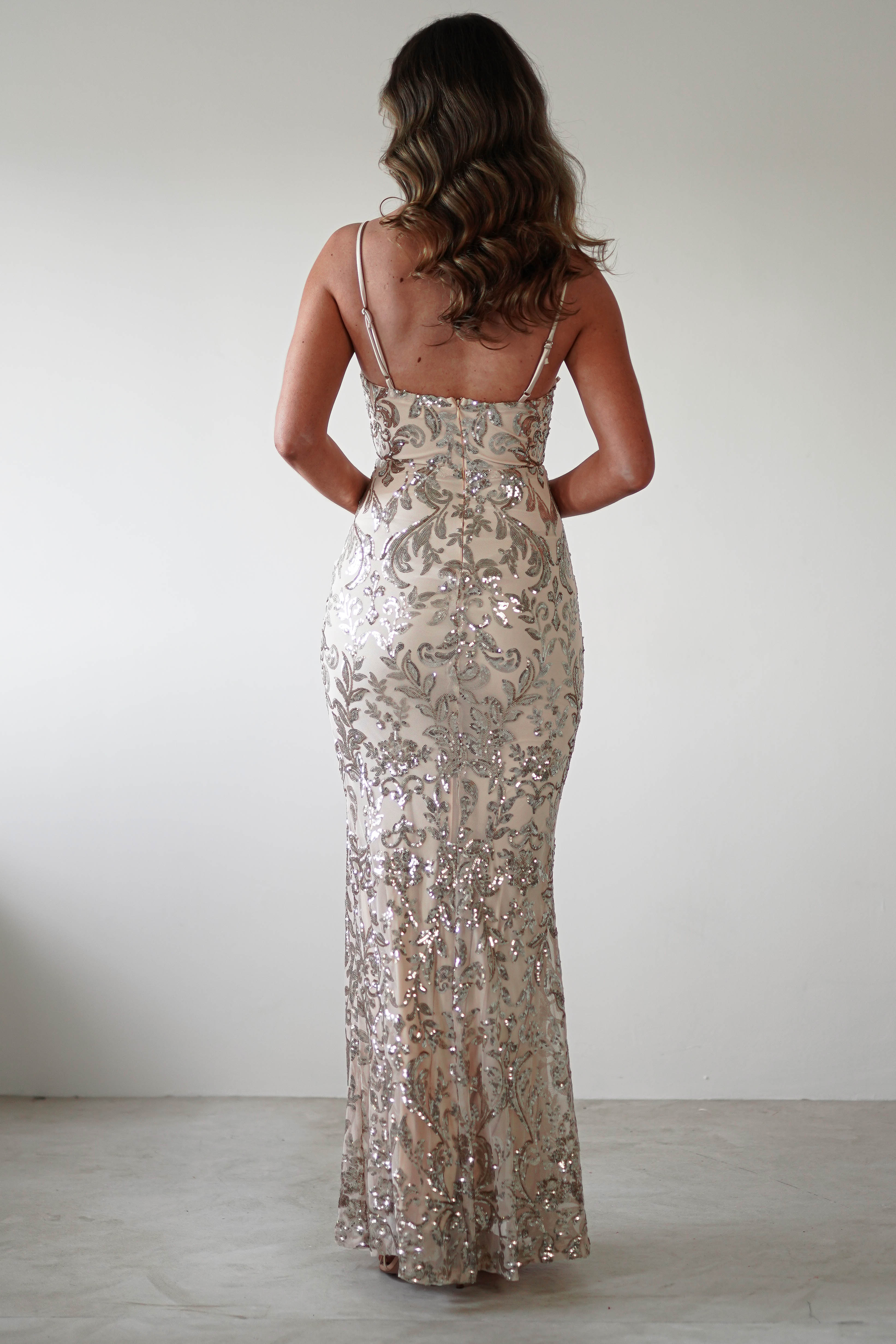 Isabel Sequin Corset Gown | Champagne Gold | Debs & Prom | Formal Gown | Oh Hello Clothing