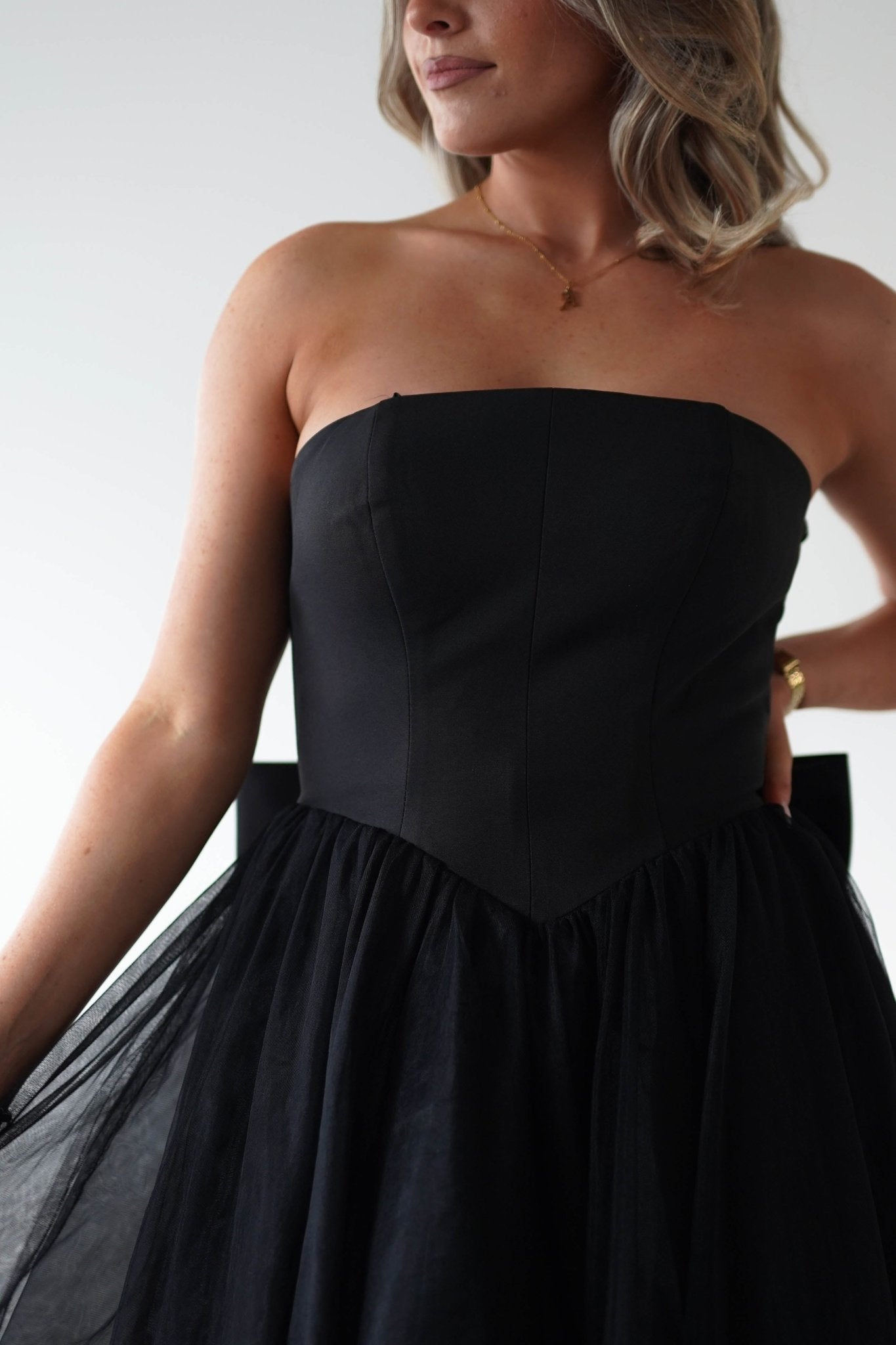 Jasalina Tulle Gown With Bow | Black | Debs & Prom | Formal Gown | Oh Hello Clothing