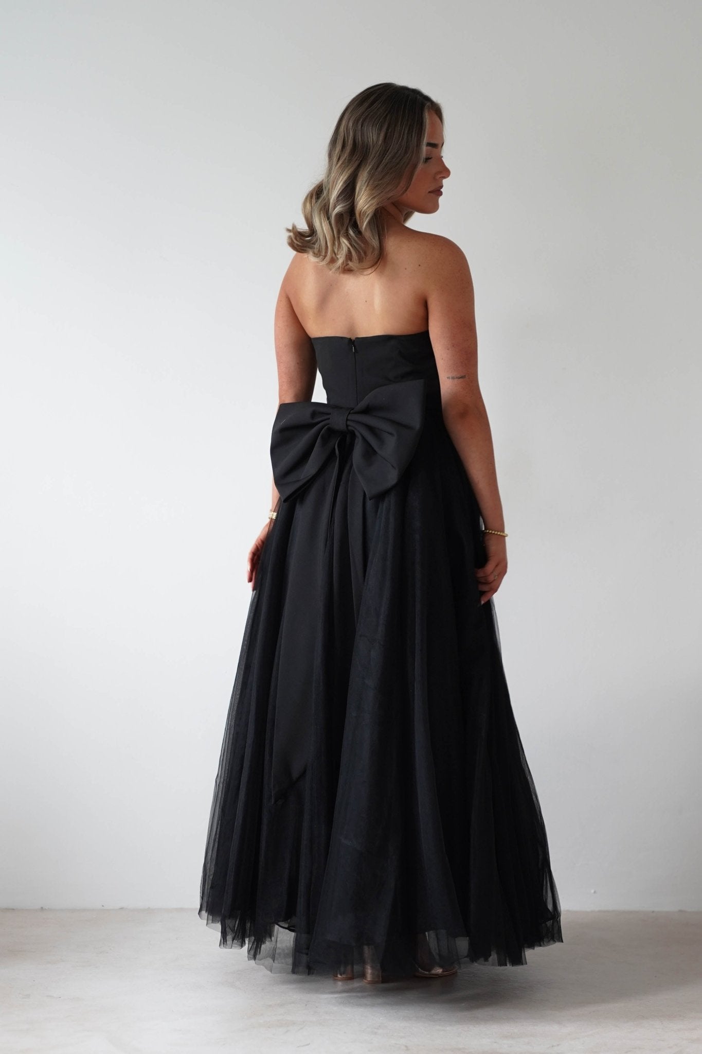 Jasalina Tulle Gown With Bow | Black | Debs & Prom | Formal Gown | Oh Hello Clothing