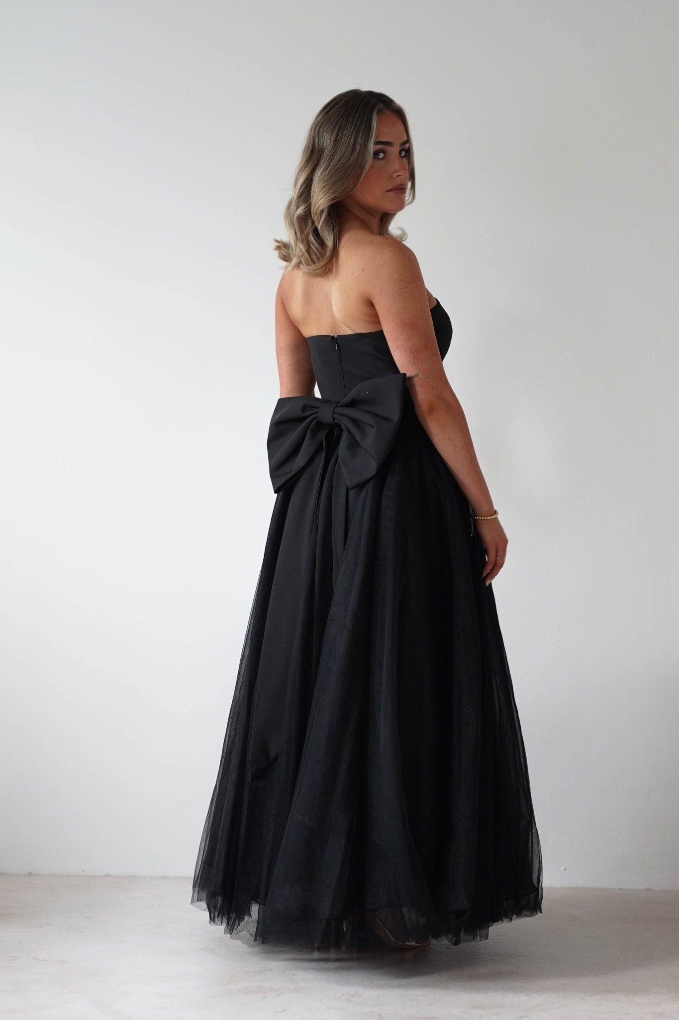 Jasalina Tulle Gown With Bow | Black | Debs & Prom | Formal Gown | Oh Hello Clothing