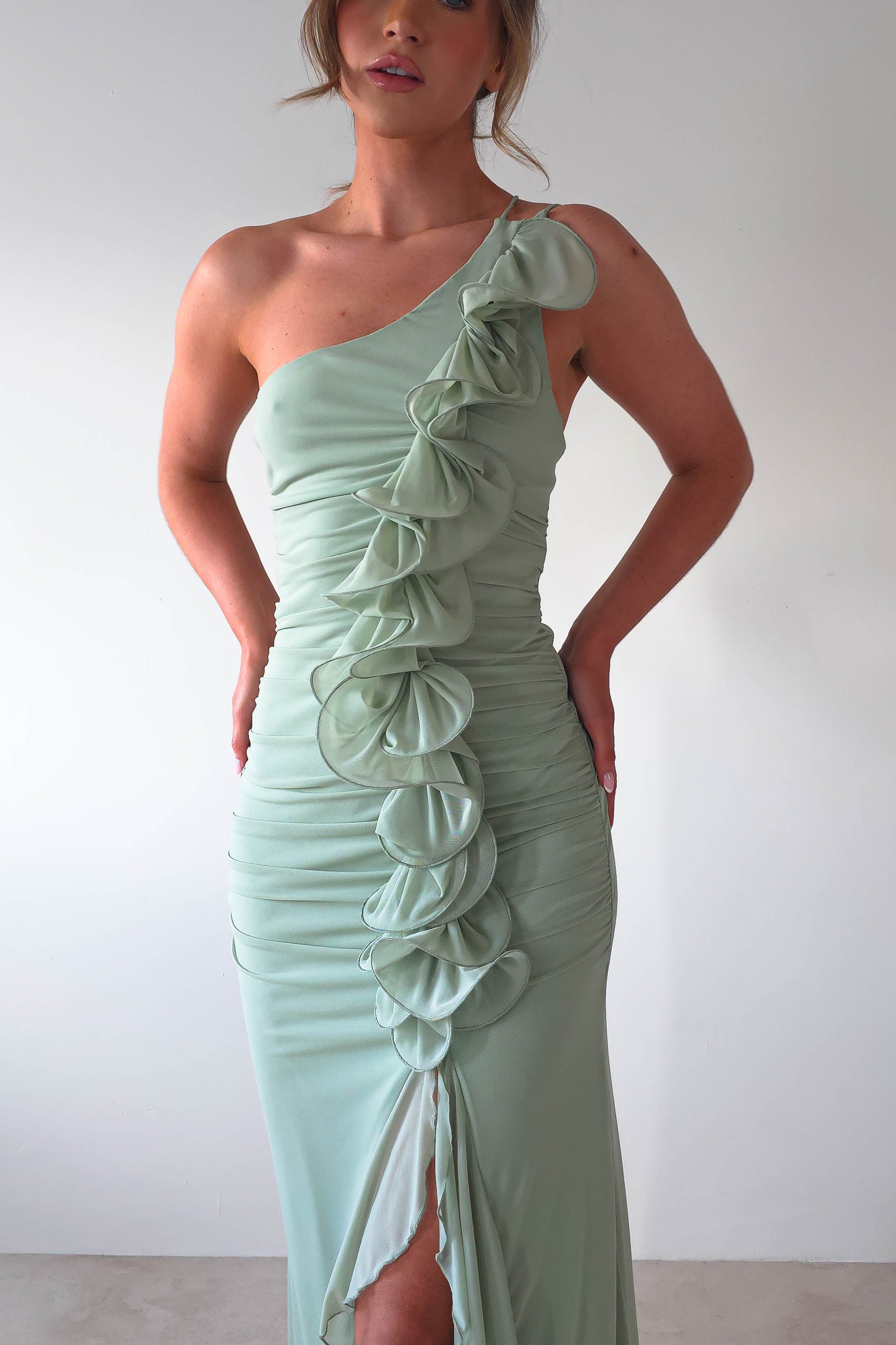 Jenkins Ruffle Midaxi Dress Sage | Wedding Guest Dress | Oh Hello Clothing