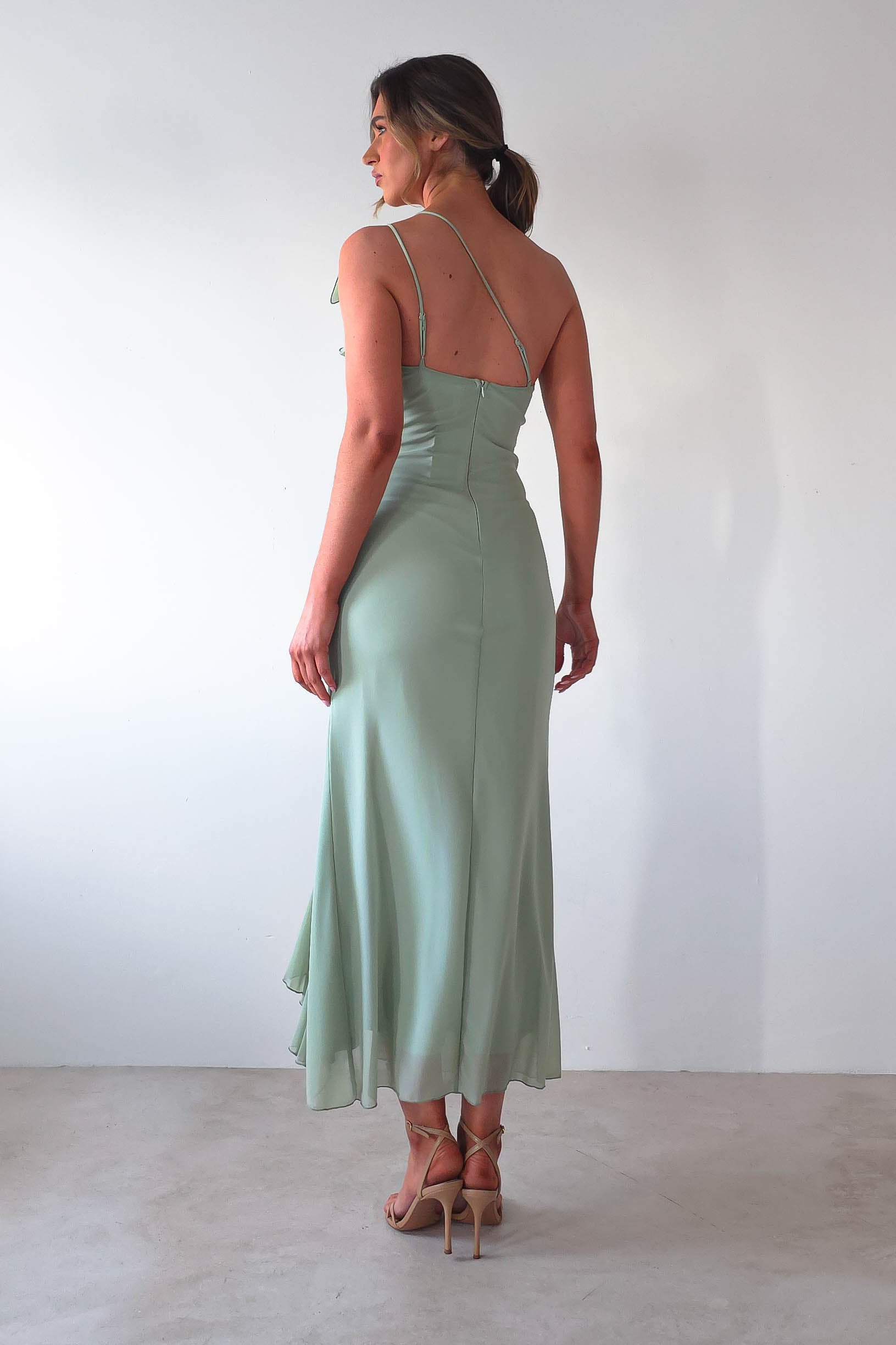Jenkins Ruffle Midaxi Dress Sage | Wedding Guest Dress | Oh Hello Clothing