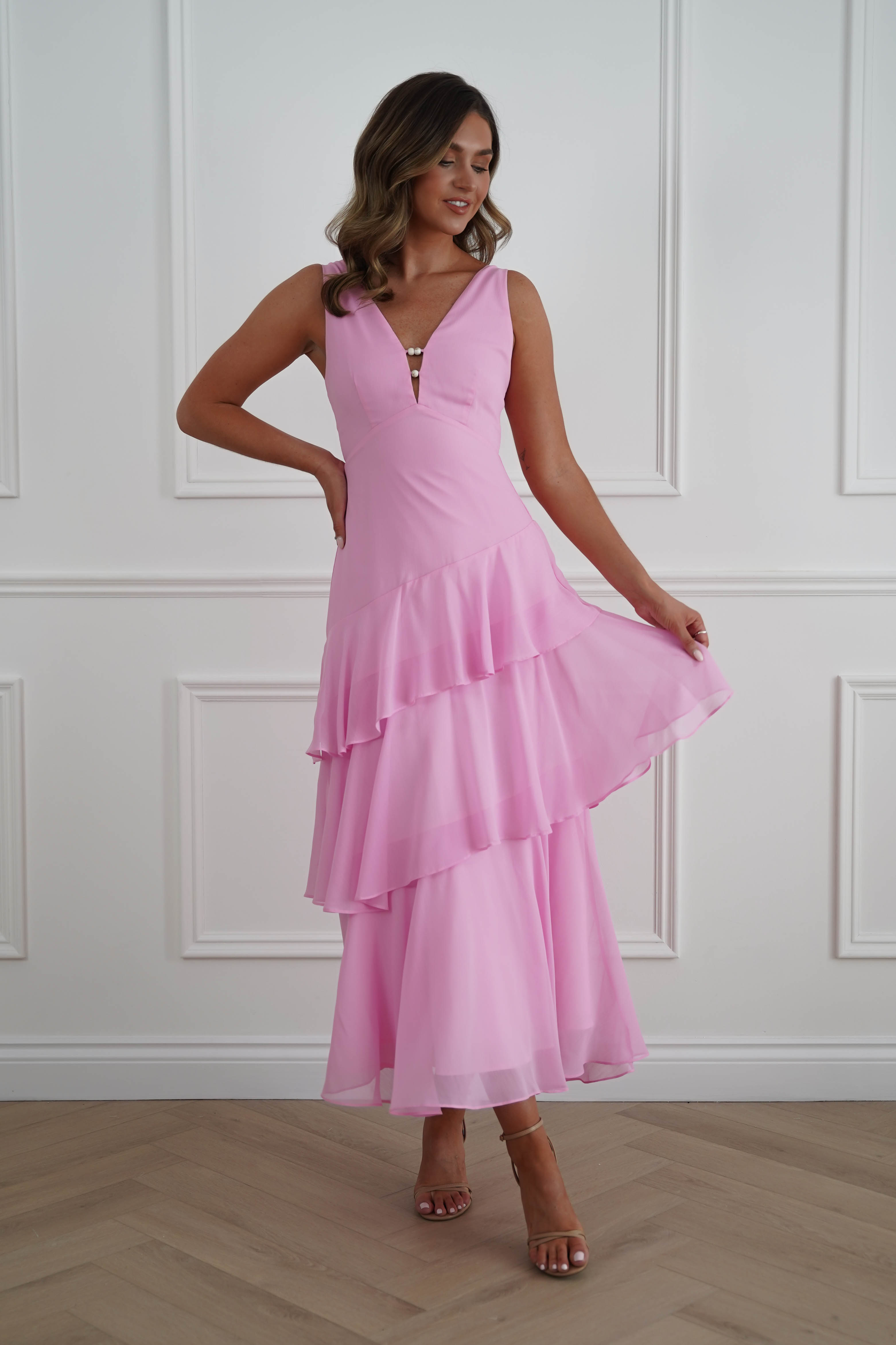 Oh Hello Clothing Women > Clothing > Dresses Karey Tiered Maxi Dress | Pink