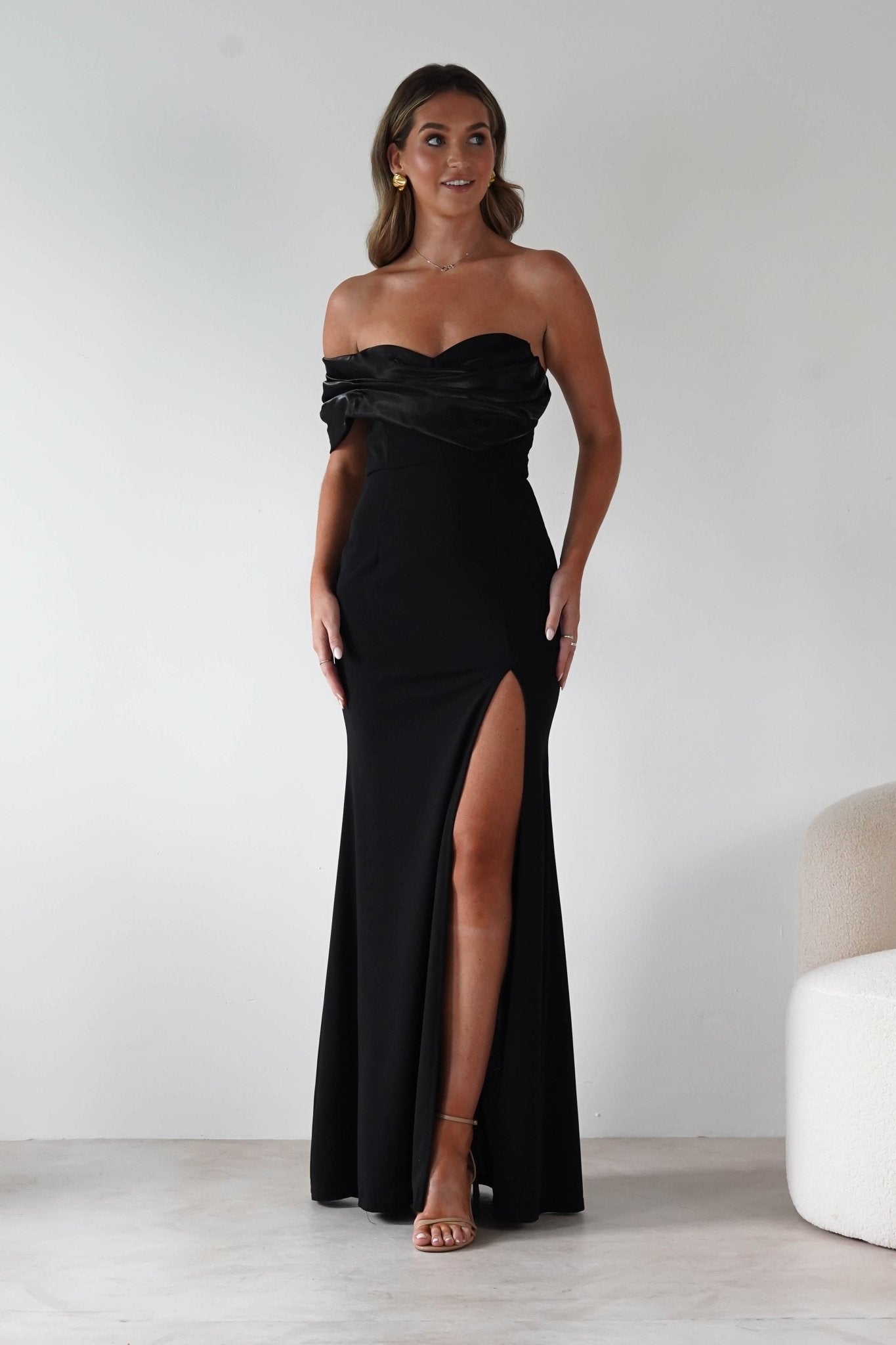Karlene Off The Shoulder Gown | Black | Debs & Prom | Formal Gown | Oh Hello Clothing