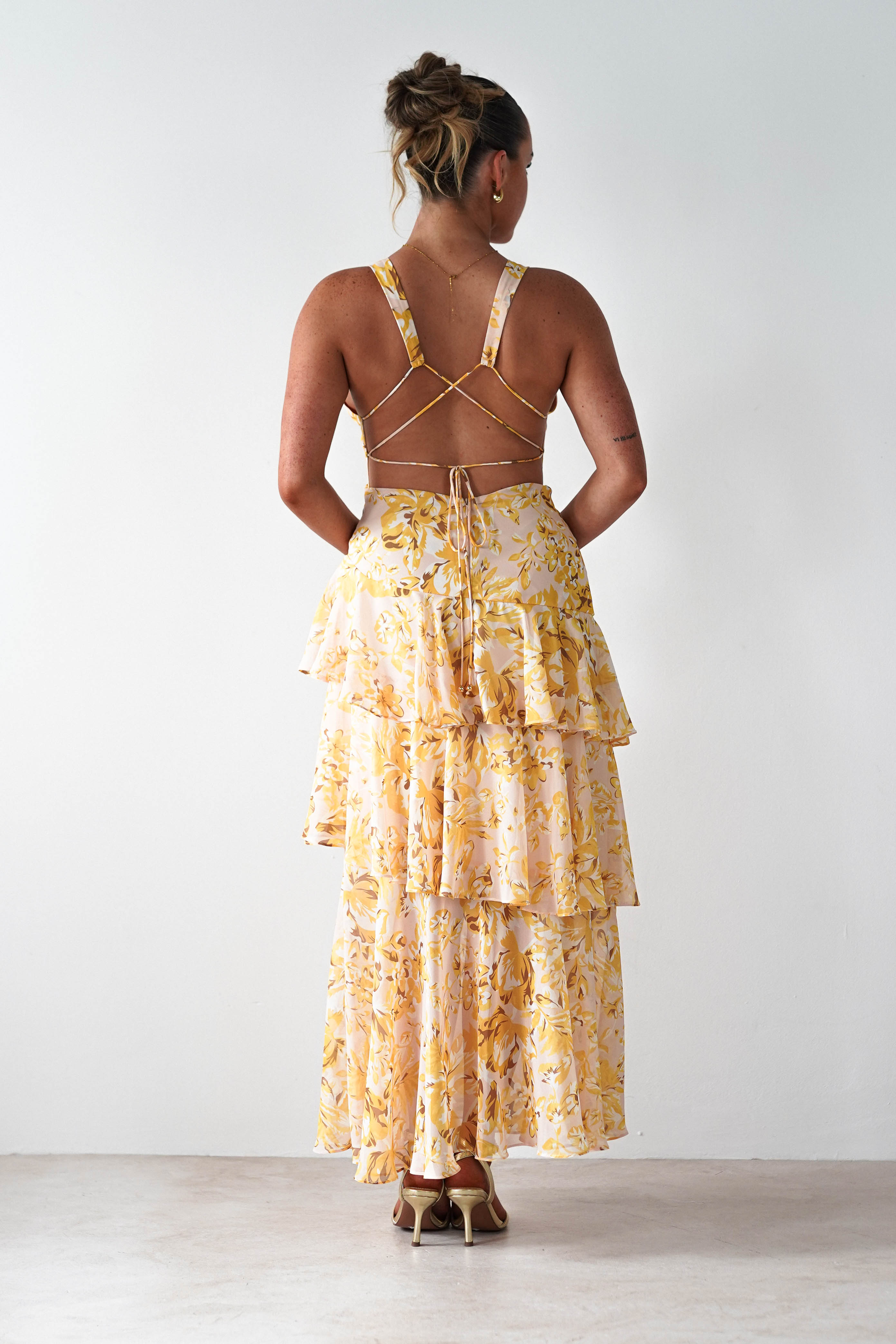 Karlie Floral Print Maxi Dress Yellow | Wedding Guest Dress | Maxi | Oh Hello Clothing