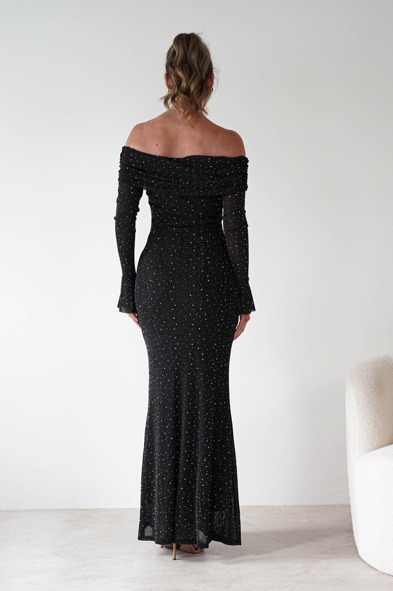 Katalina Sparkling Rhinestone Maxi Dress Black | Wedding Guest Dress | One Shoulder | Maxi | Oh Hello Clothing