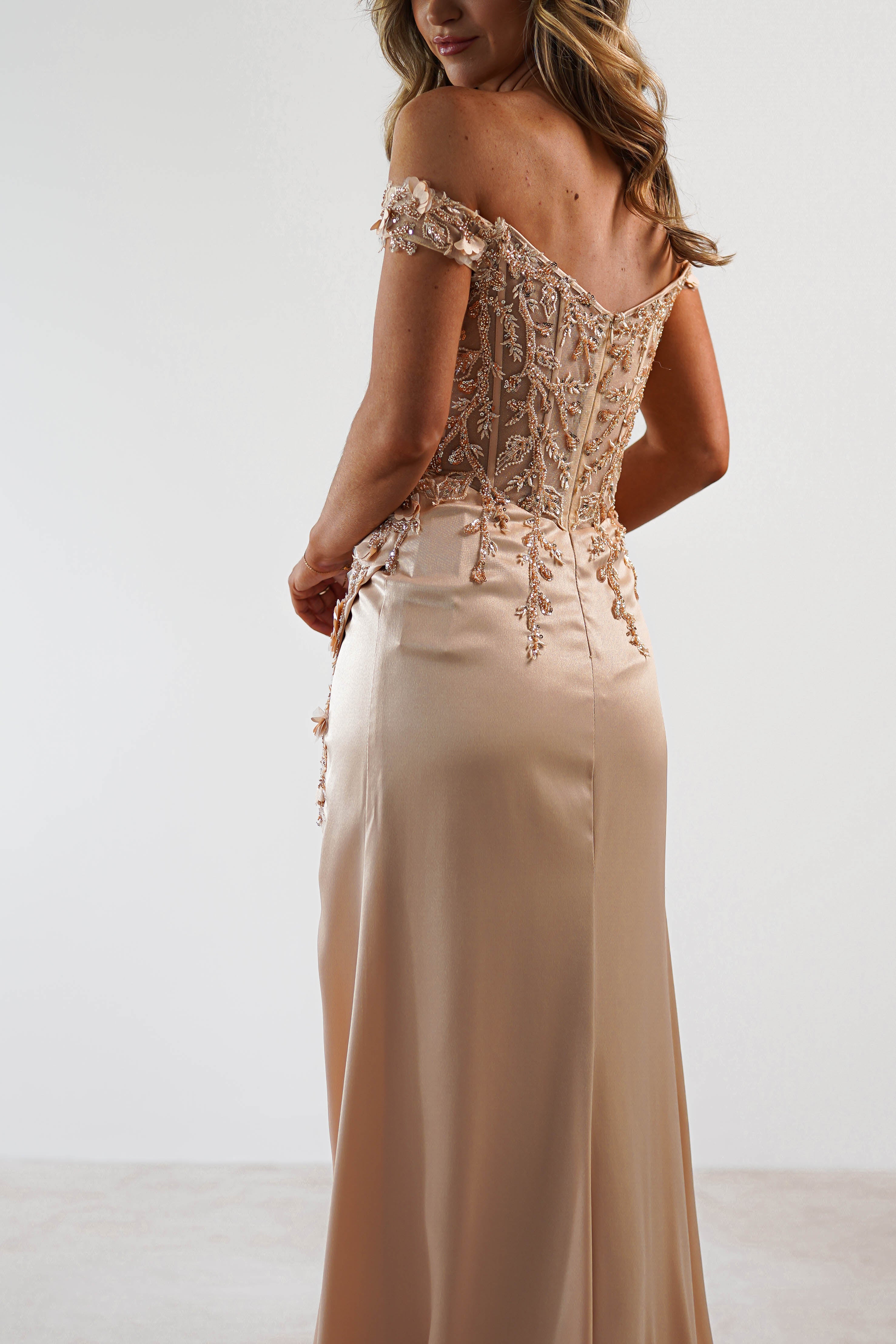 Khacy Embellished Gown | Champagne/Gold | Debs & Prom | Formal Gown | Oh Hello Clothing