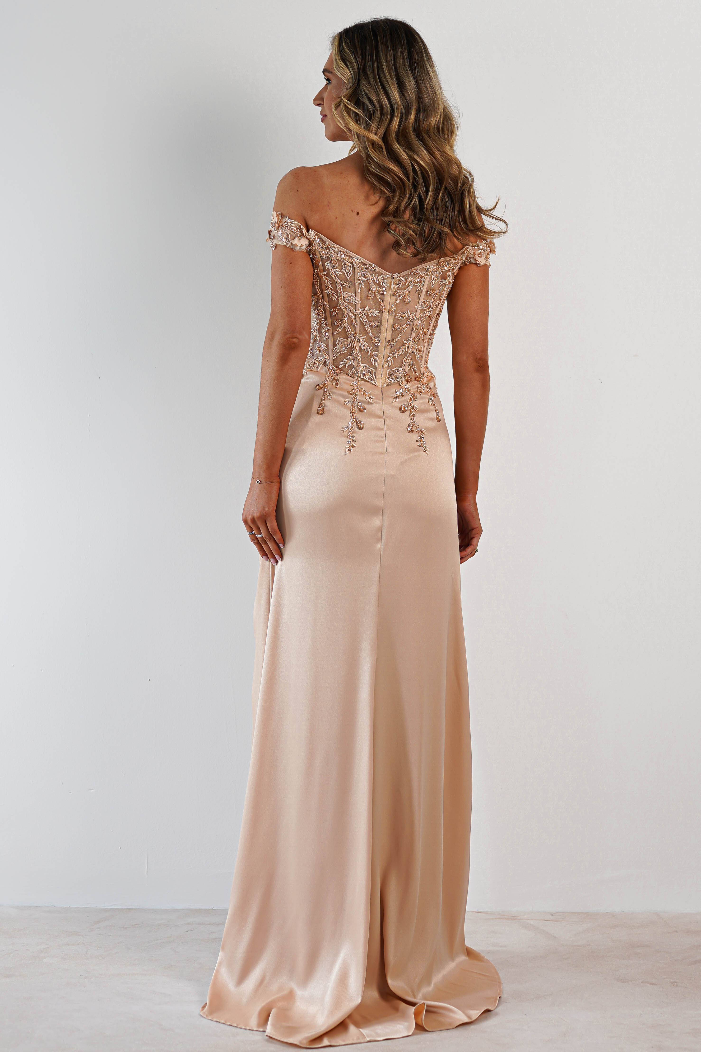 Khacy Embellished Gown | Champagne/Gold | Debs & Prom | Formal Gown | Oh Hello Clothing