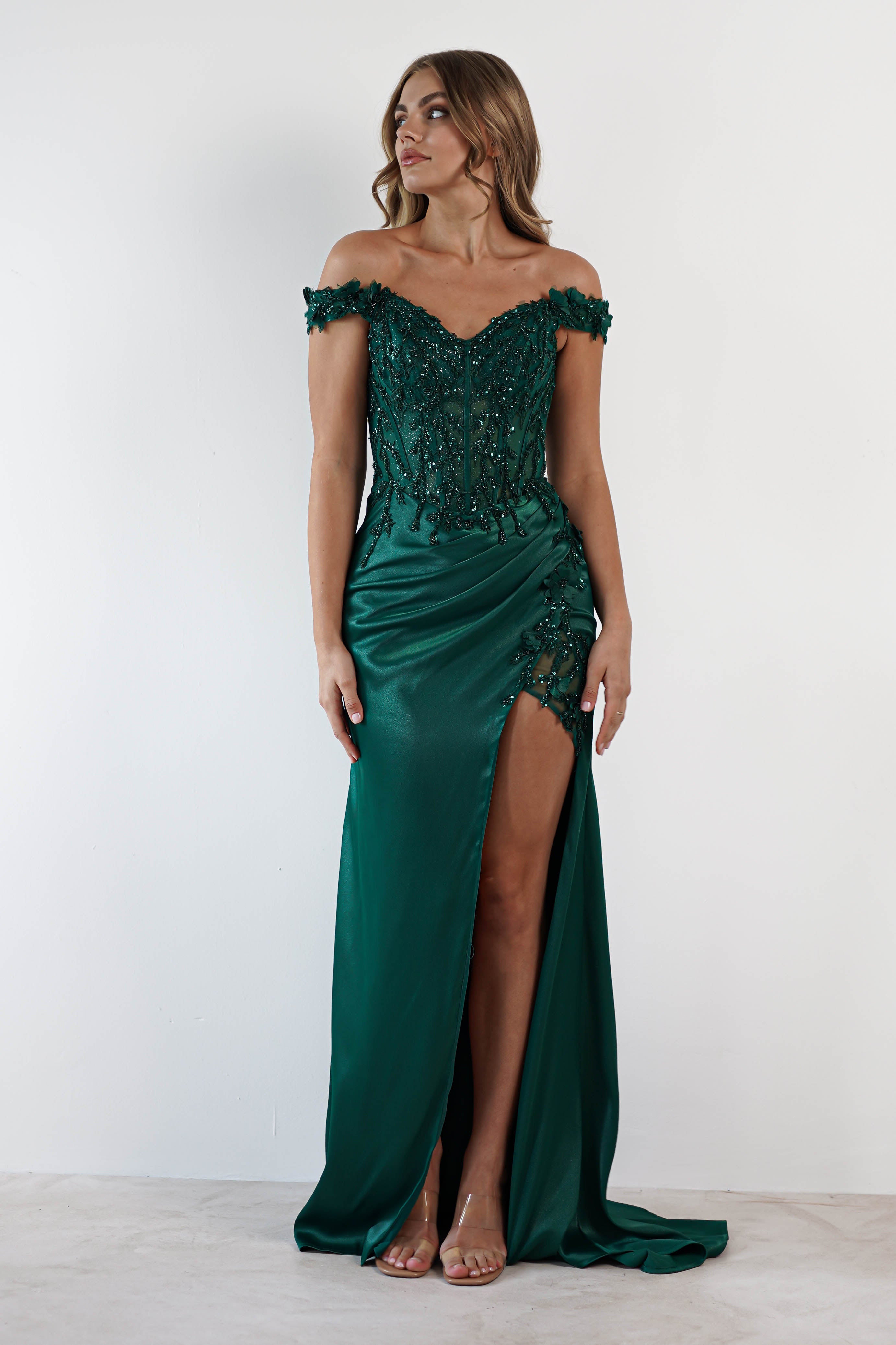 Khacy Embellished Gown | Emerald | Debs & Prom | Formal Gown | Oh Hello Clothing