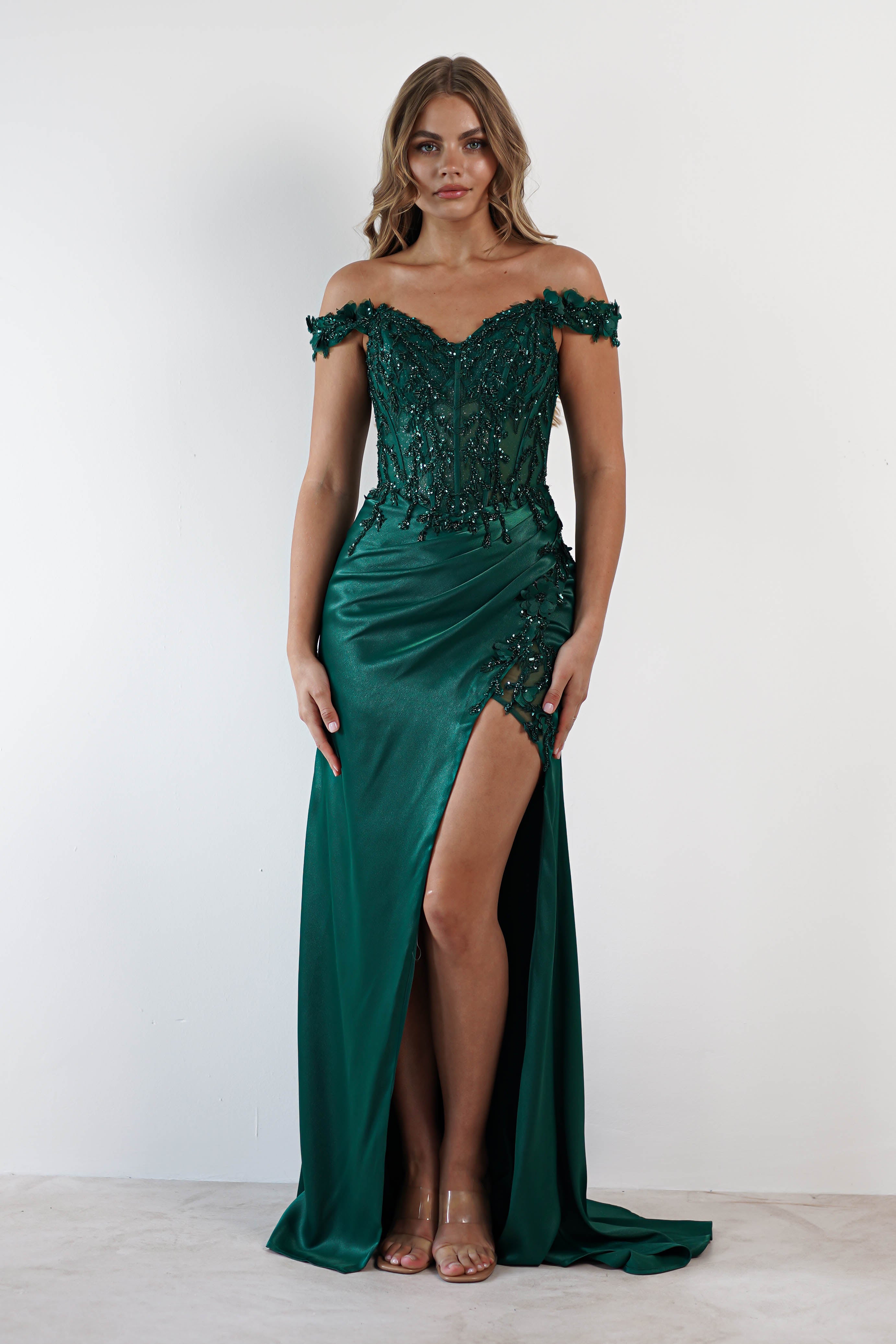 Khacy Embellished Gown | Emerald | Debs & Prom | Formal Gown | Oh Hello Clothing