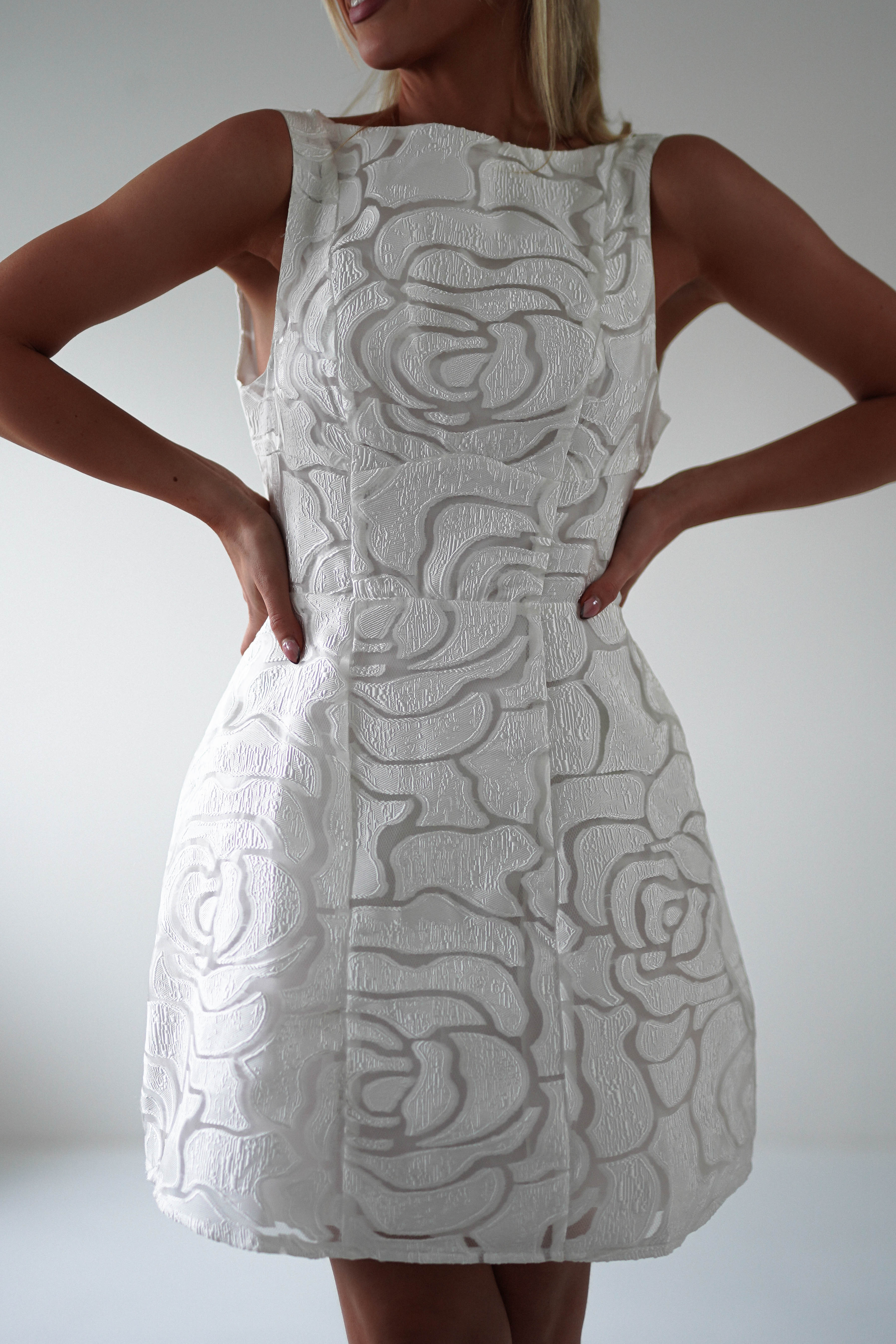 Lanie Round Neck Mini Dress | White | Graduation | Bride To Be Hen Dress | Oh Hello Clothing