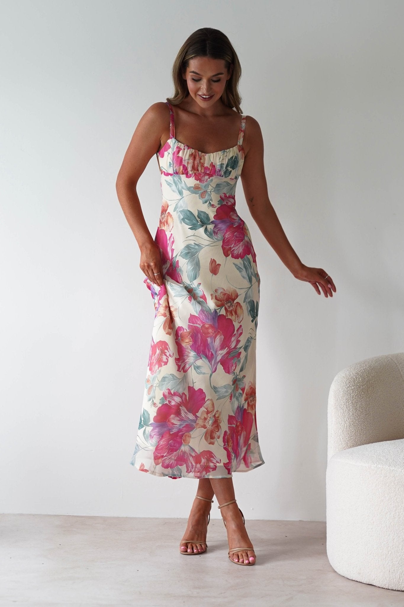 Larah Floral Maxi Dress Yellow/Pink Print | Wedding Guest Dress | Maxi | Oh Hello Clothing