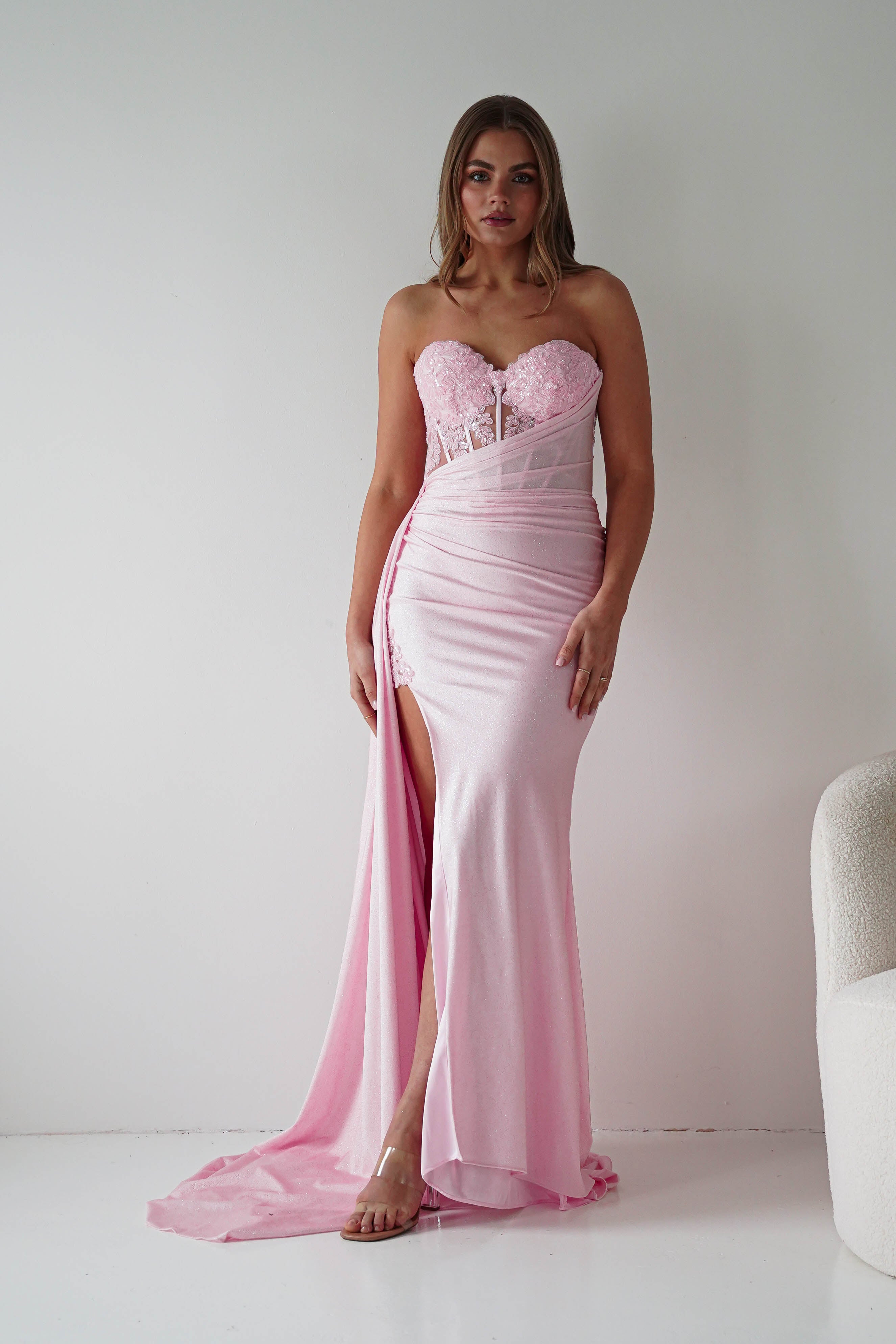 Oh Hello Clothing Dresses > Prom Dresses Lavelle Glitter Bodycon Gown | Pink