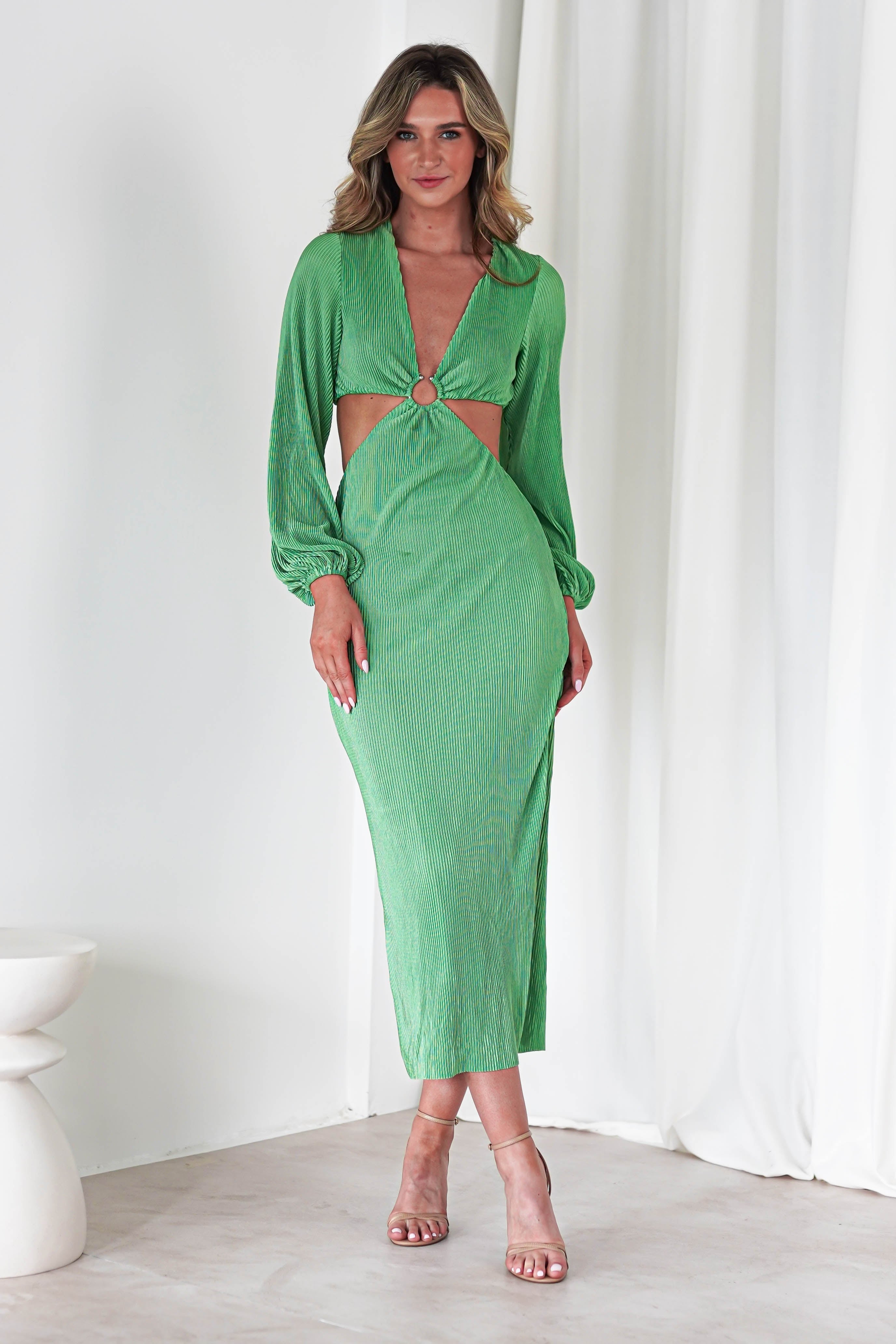 Lennon Ribbed Cut Out Maxi Dress Green | Wedding Guest Dress | Maxi | Oh Hello Clothing