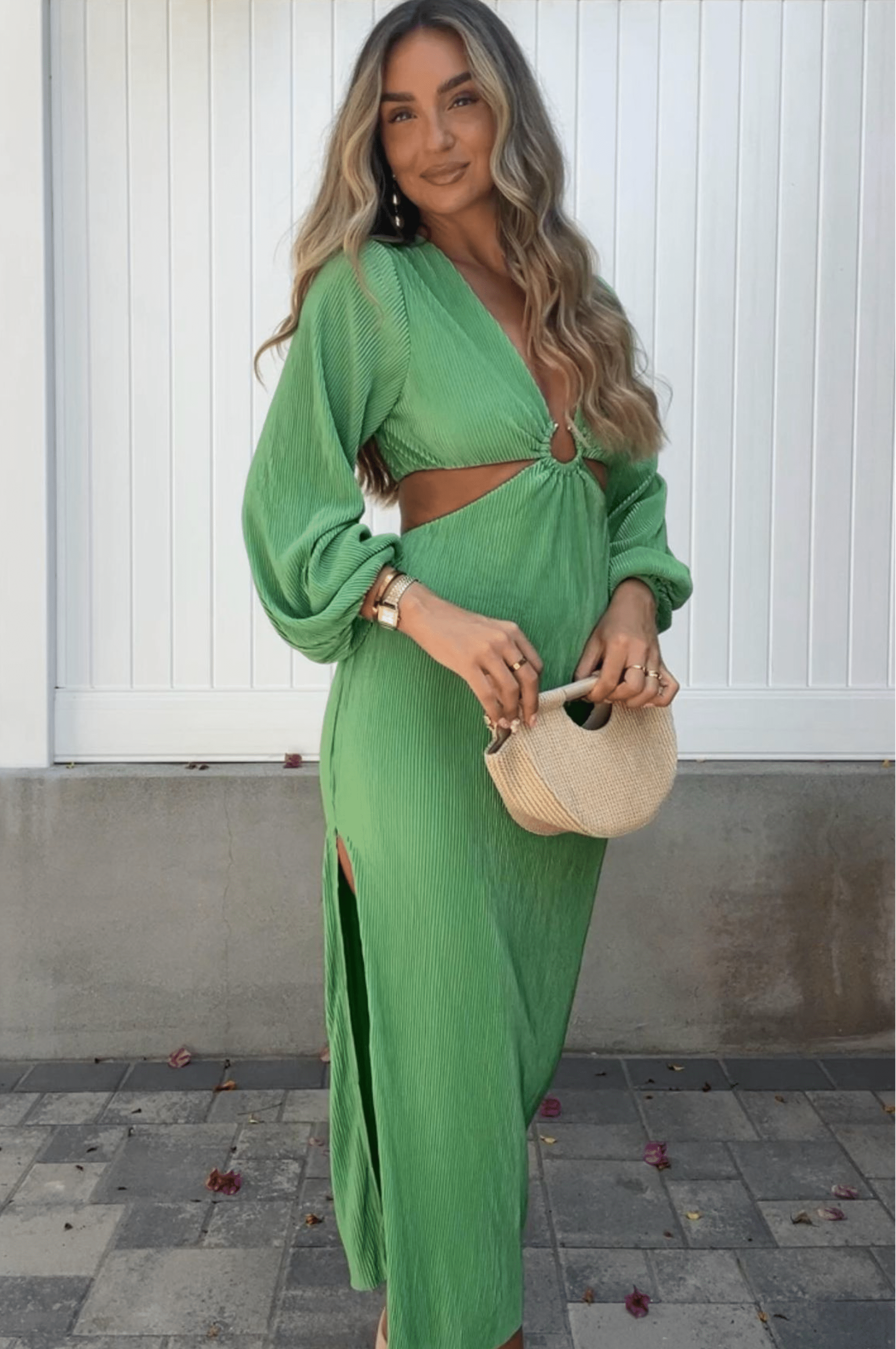 Lennon Ribbed Cut Out Maxi Dress Green | Wedding Guest Dress | Maxi | Oh Hello Clothing