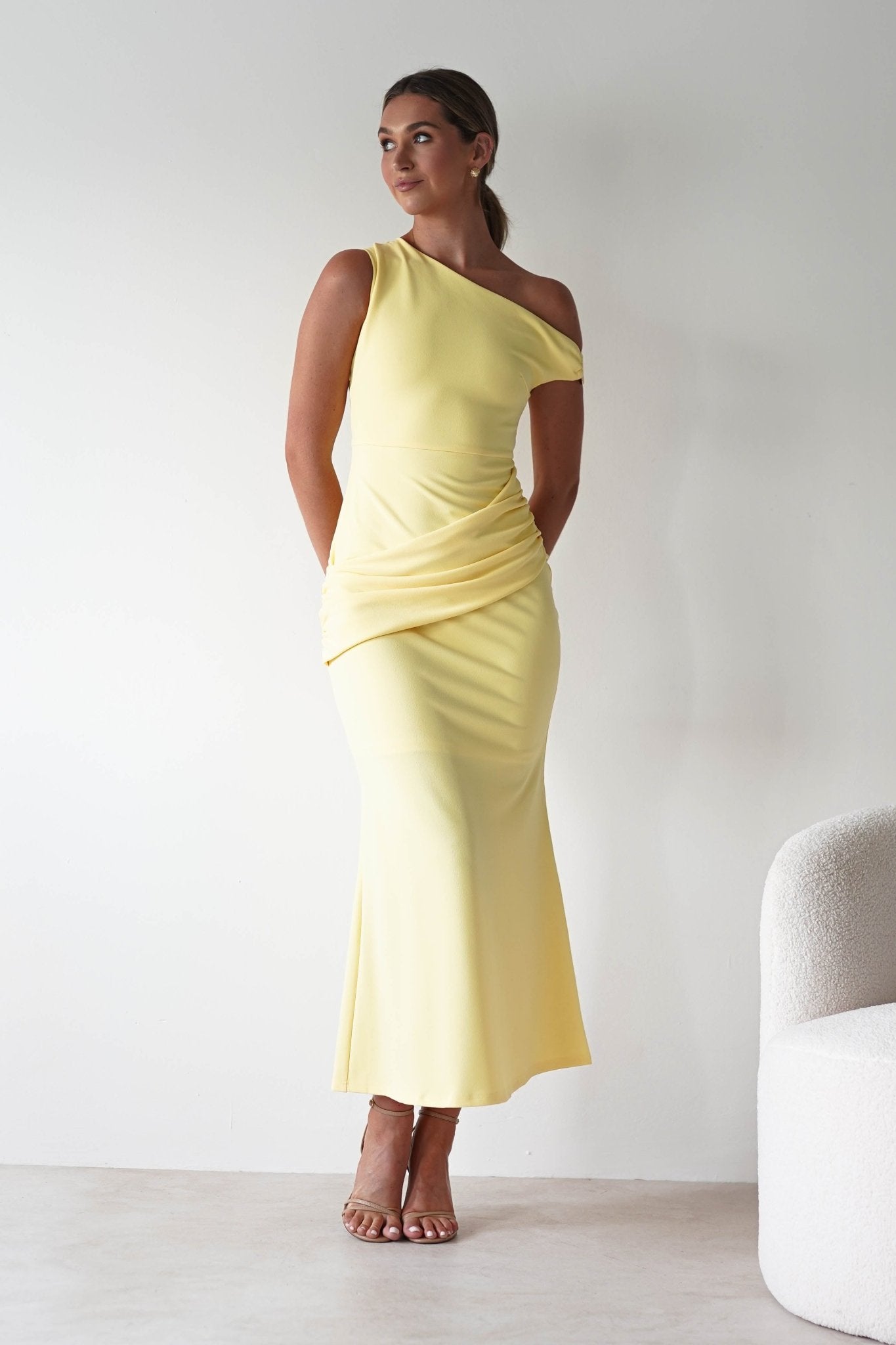 Libra Bodycon Maxi Dress Yellow | Wedding Guest Dress | Bodycon | Maxi | Oh Hello Clothing