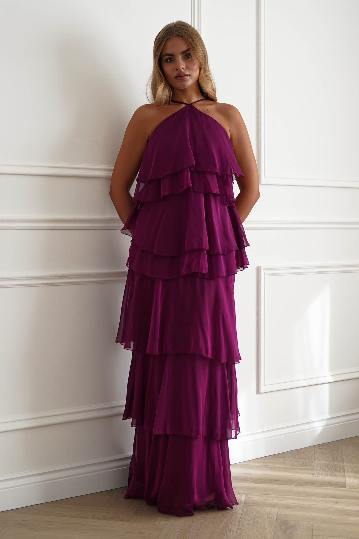 Oh Hello Clothing Women > Clothing > Dresses Liora Soft Ruffle Maxi Dress | Plum
