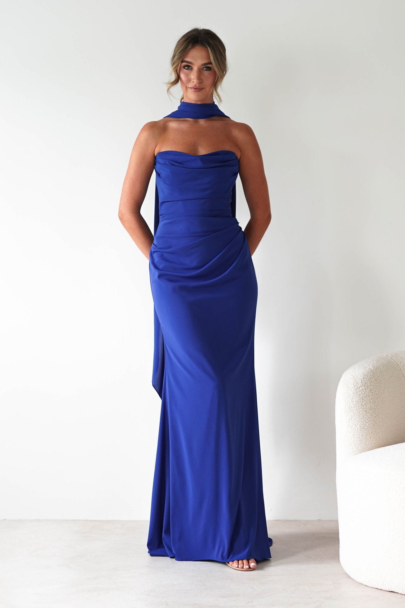 Lisa Multiway Chiffon Gown | Cobalt Blue | Debs & Prom | Formal Gown | Oh Hello Clothing