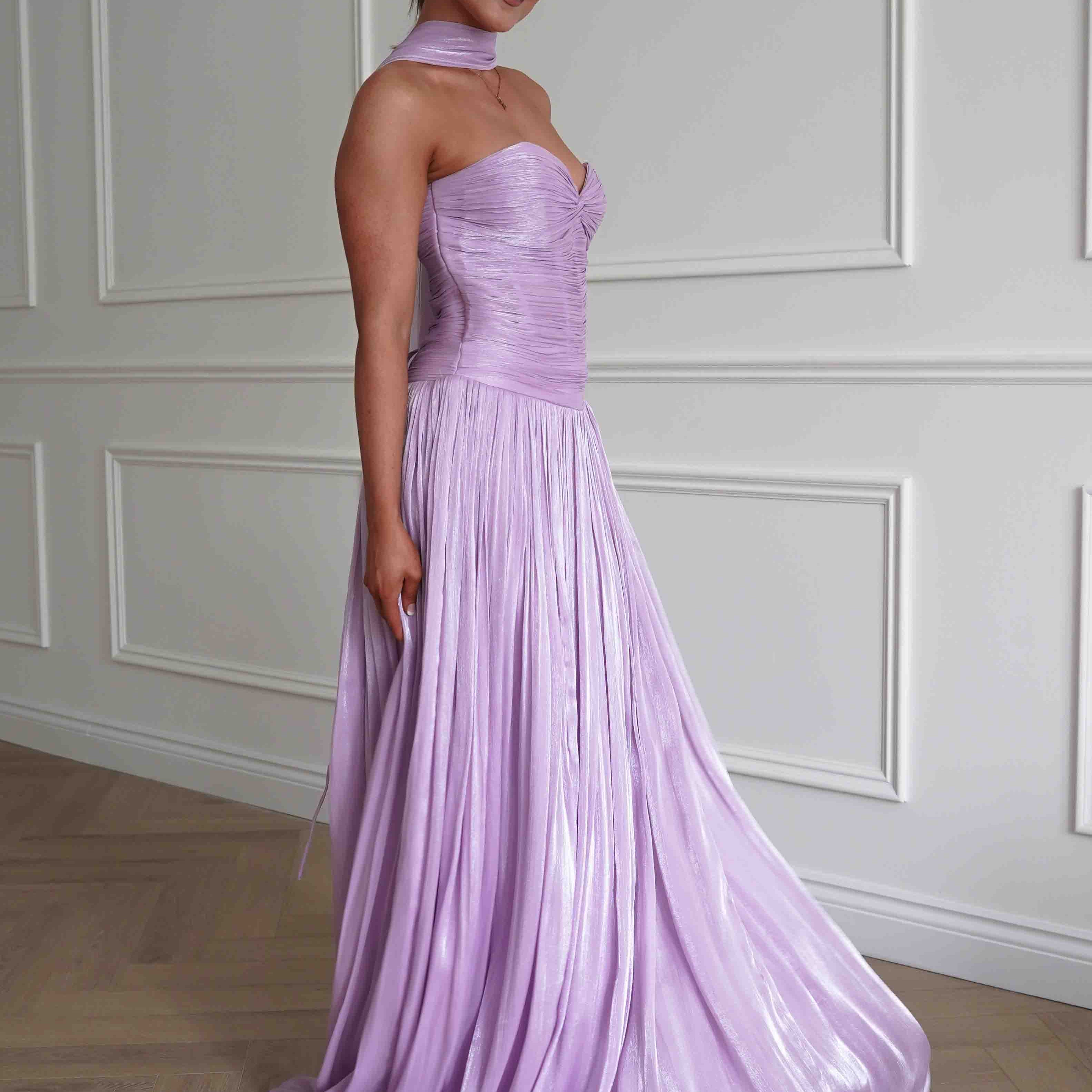 Oh Hello Clothing Dresses > Prom Dresses Longoria Pleated Luminescent Maxi Gown | Lavender