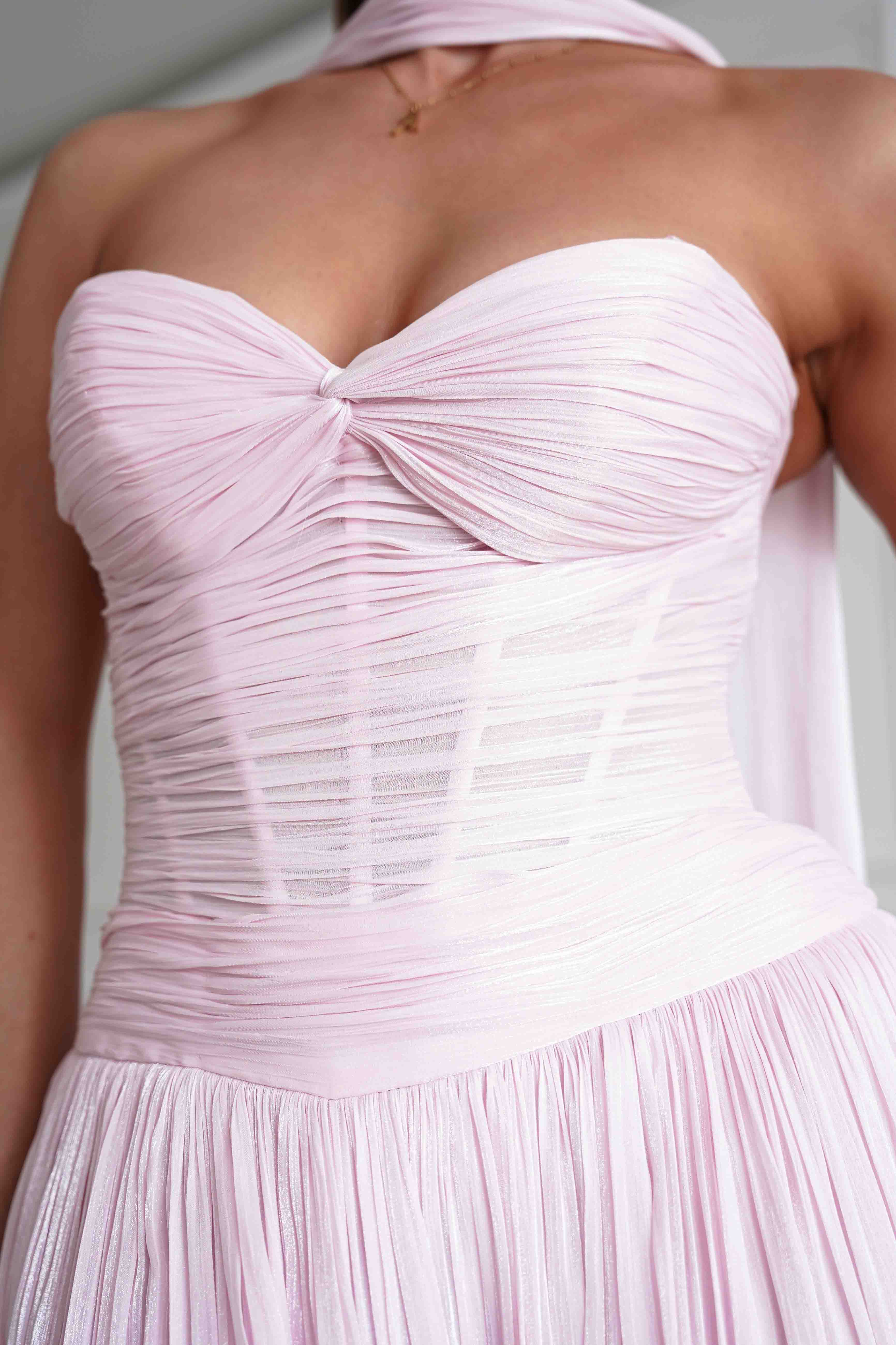 Oh Hello Clothing Dresses > Prom Dresses Longoria Pleated Luminescent Maxi Gown | Pink