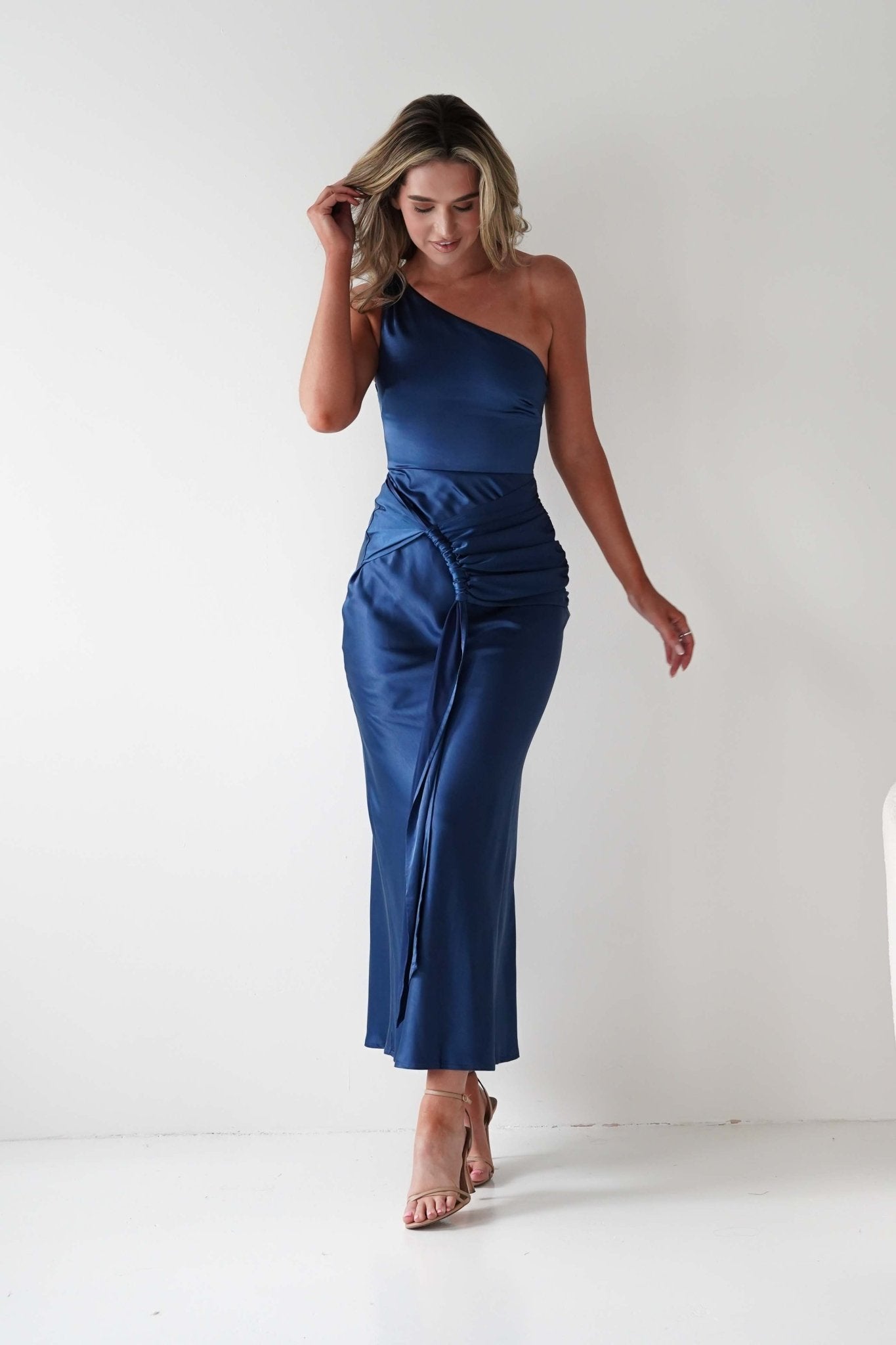 Lutana Soft Satin Maxi Dress | Dark Blue | Graduation | Oh Hello Clothing