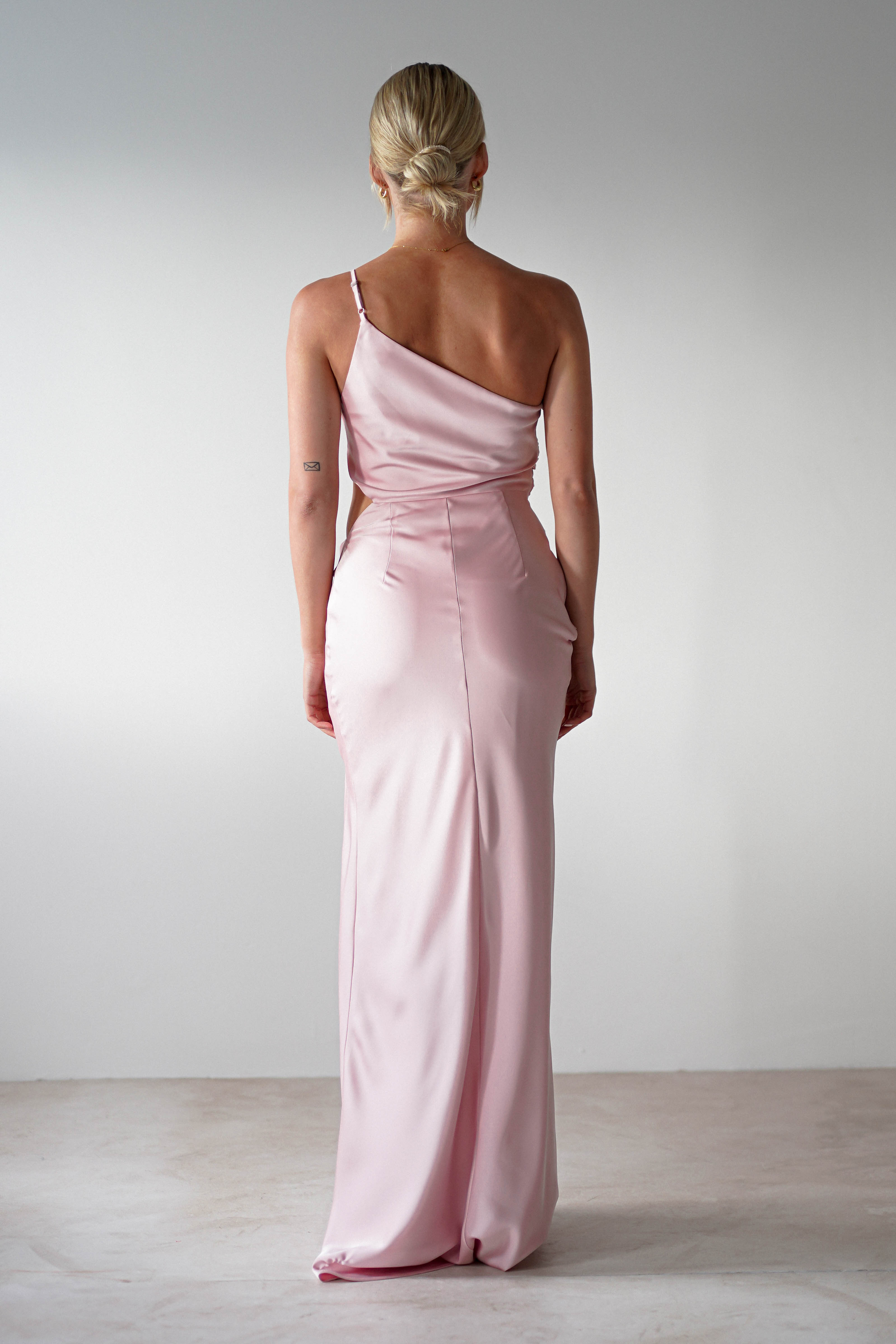 Lyra Soft Matte Satin Maxi Dress Blush Pink | Wedding Guest Dress | Maxi | Satin | Oh Hello Clothing