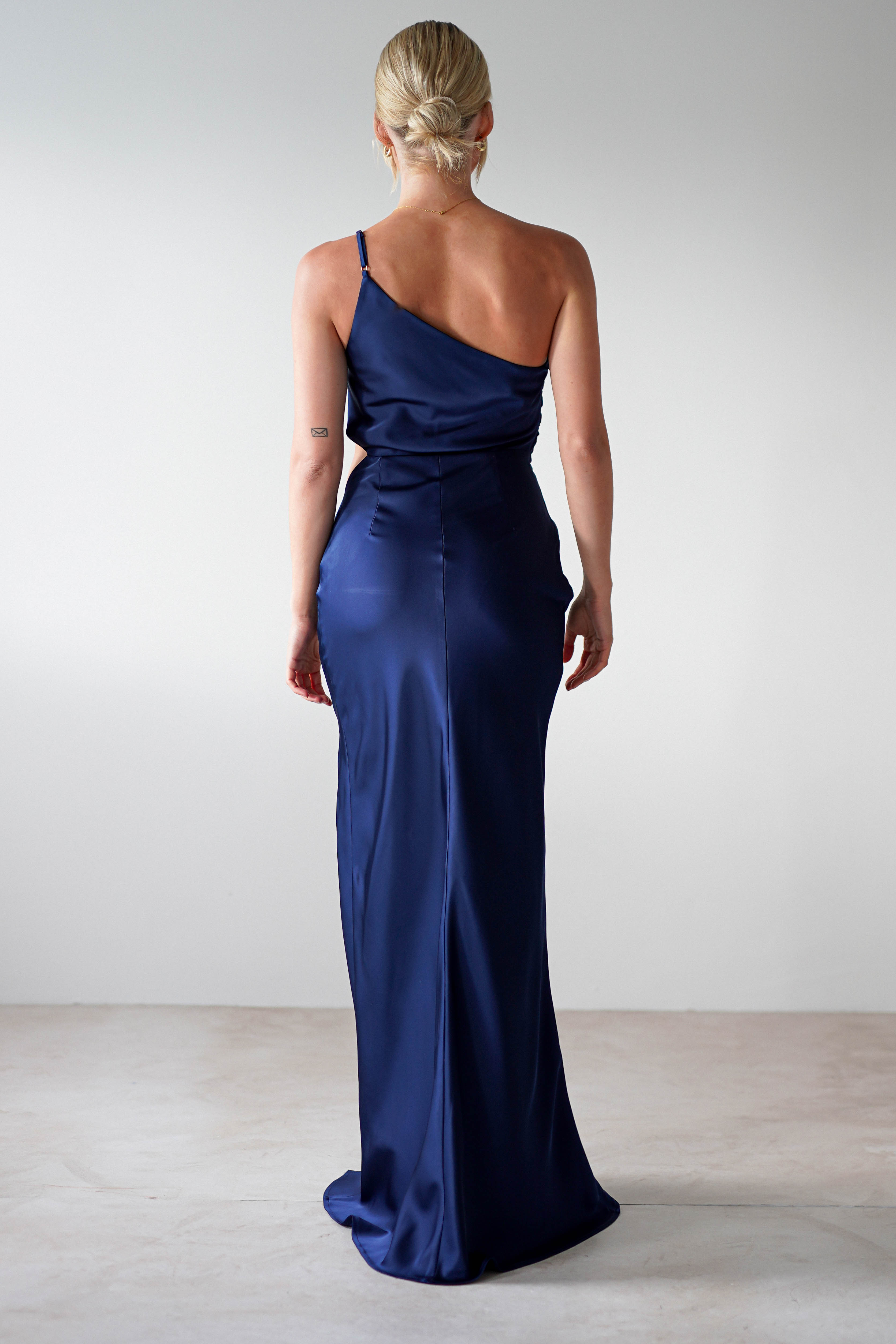 Lyra Soft Matte Satin Maxi Dress Navy | Wedding Guest Dress | Maxi | Satin | Oh Hello Clothing
