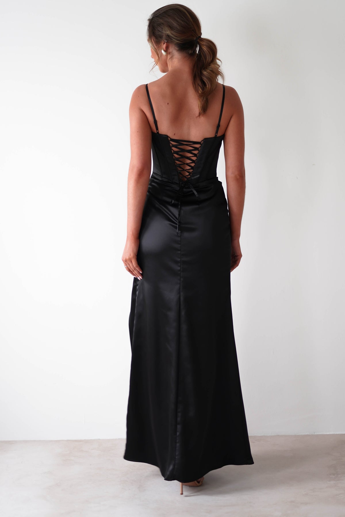 cinderella On Sale Maja Satin Corset Gown | Black
