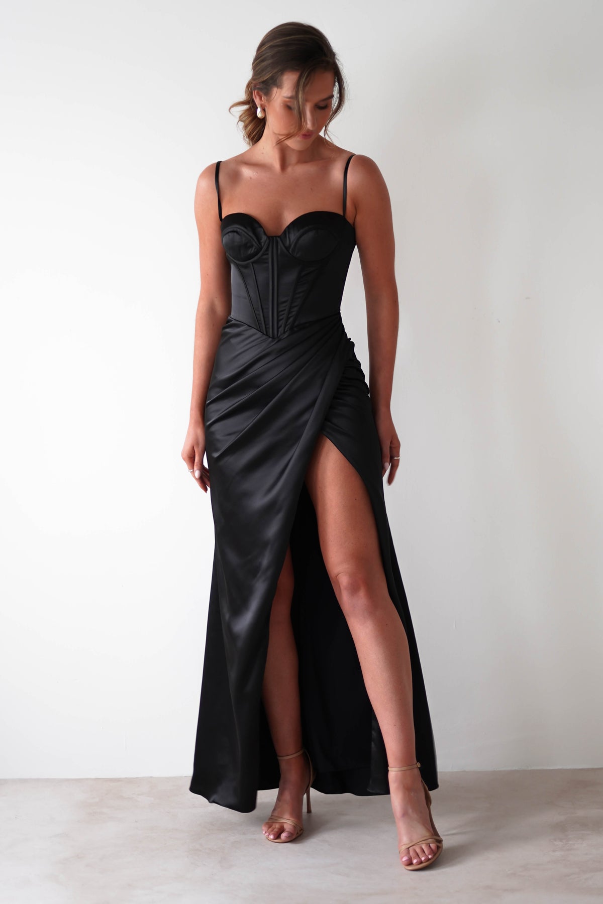 cinderella On Sale Maja Satin Corset Gown | Black