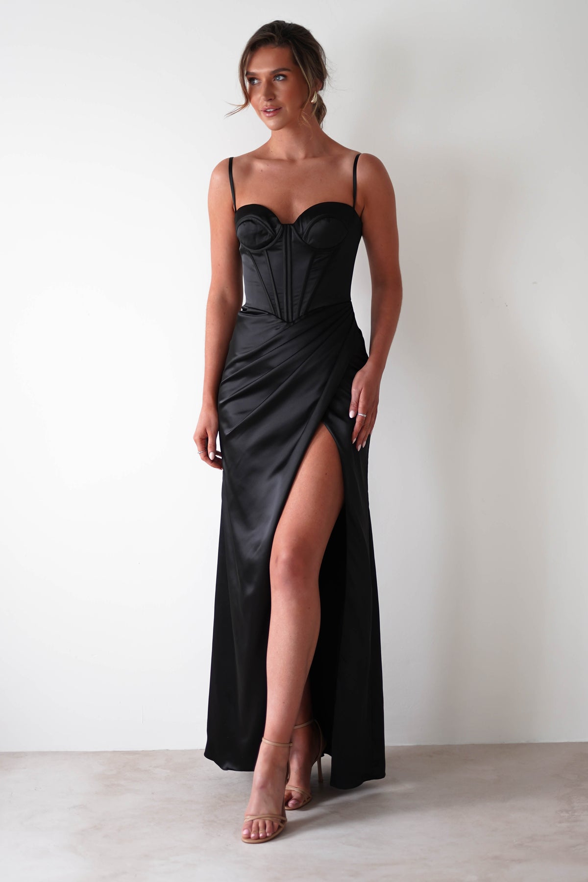 cinderella On Sale Maja Satin Corset Gown | Black