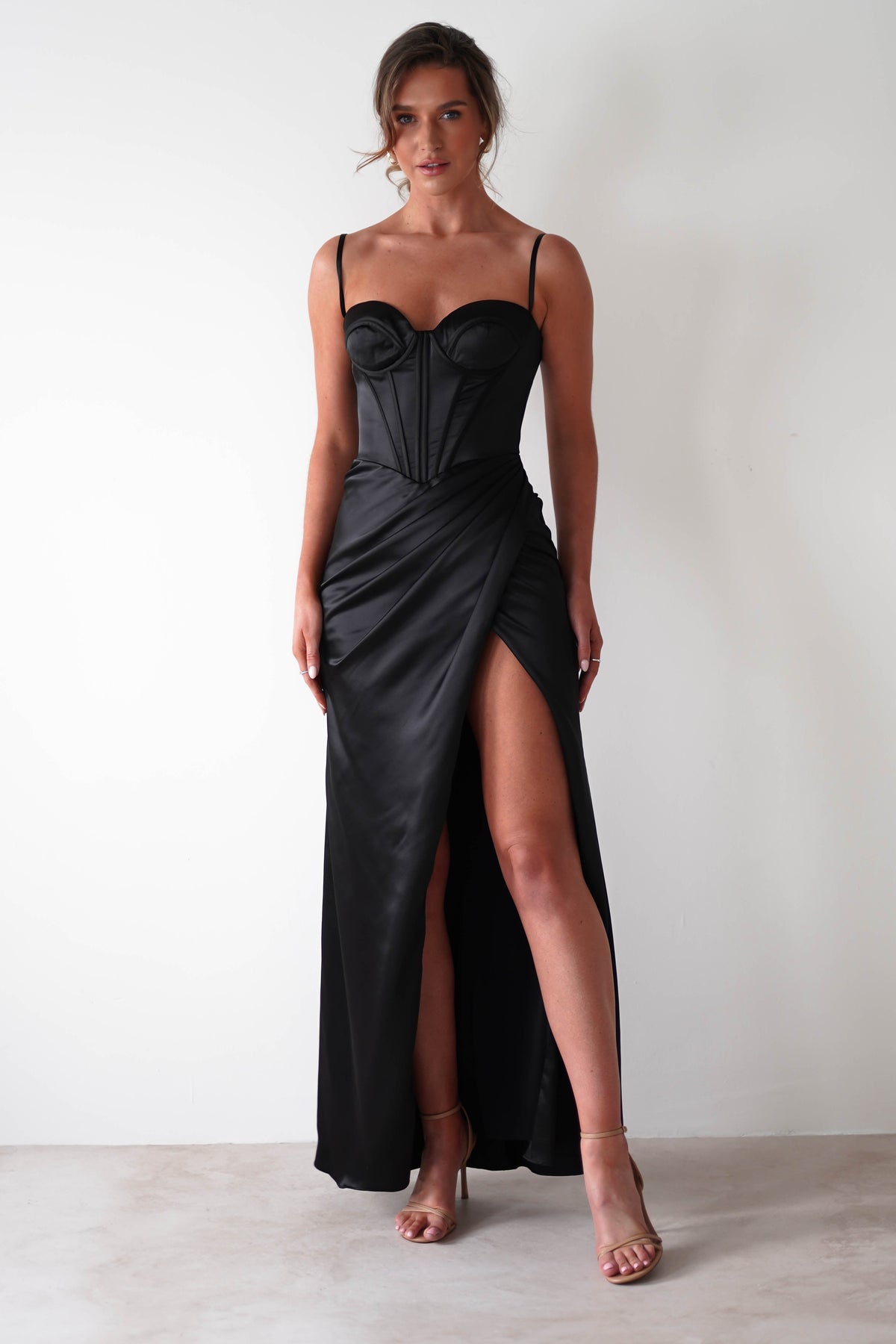 cinderella On Sale Maja Satin Corset Gown | Black